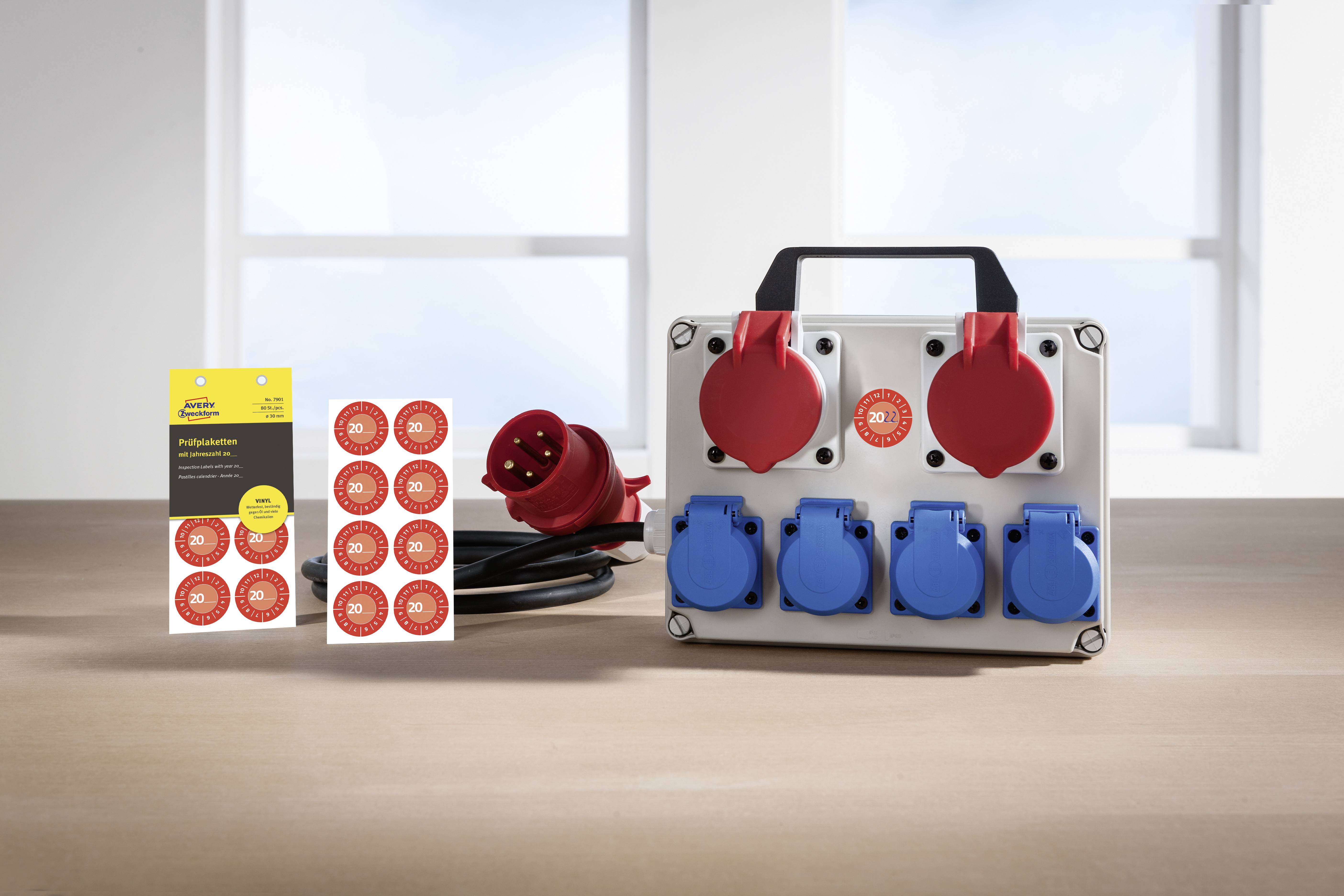 Avery-Zweckform 7901 Prüfplakette 20XX Rot (Ø) 30mm 30mm 80St.