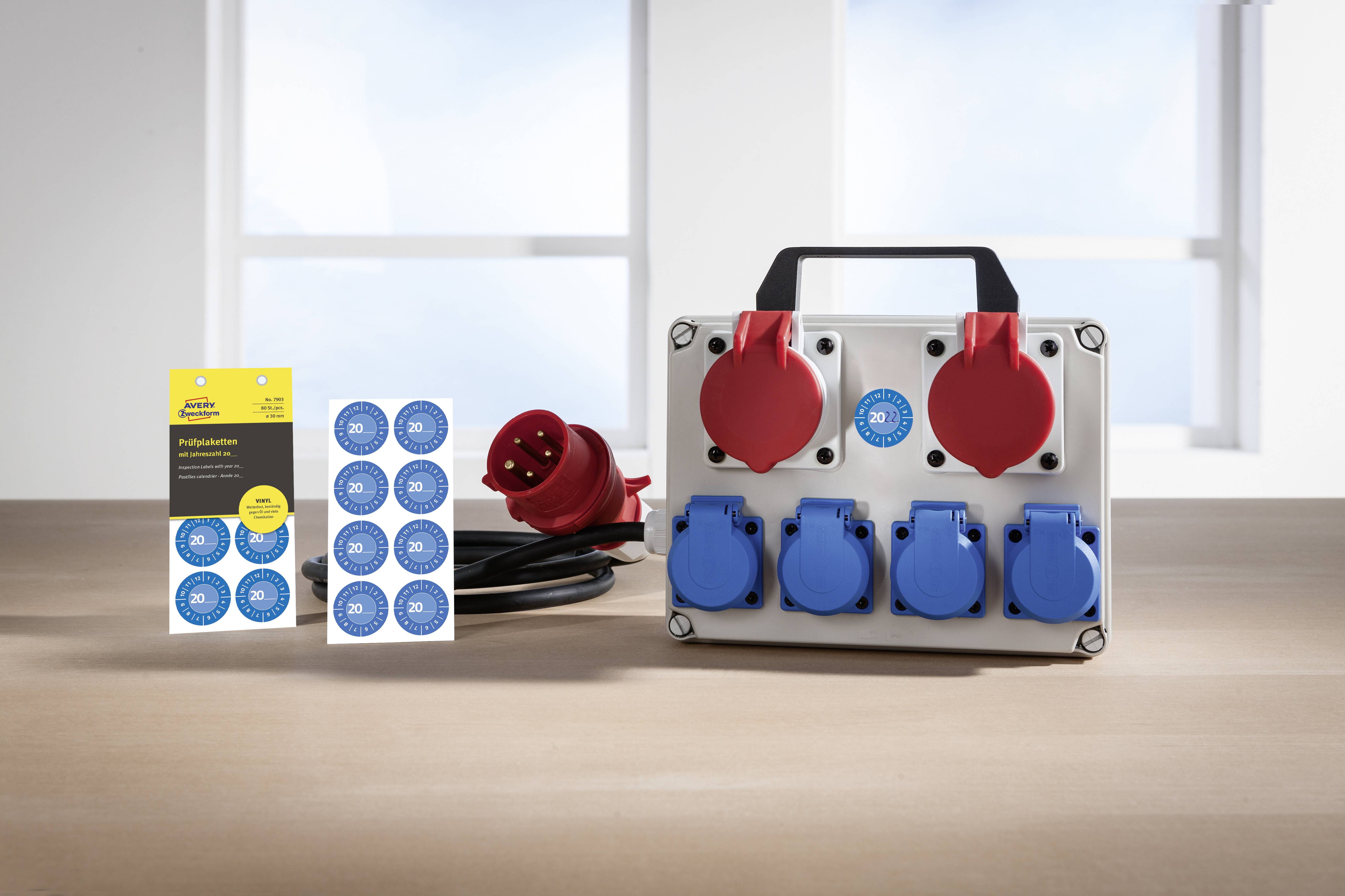 Avery-Zweckform 7903 Prüfplakette 20XX Blau (Ø) 30mm 30mm 80St.