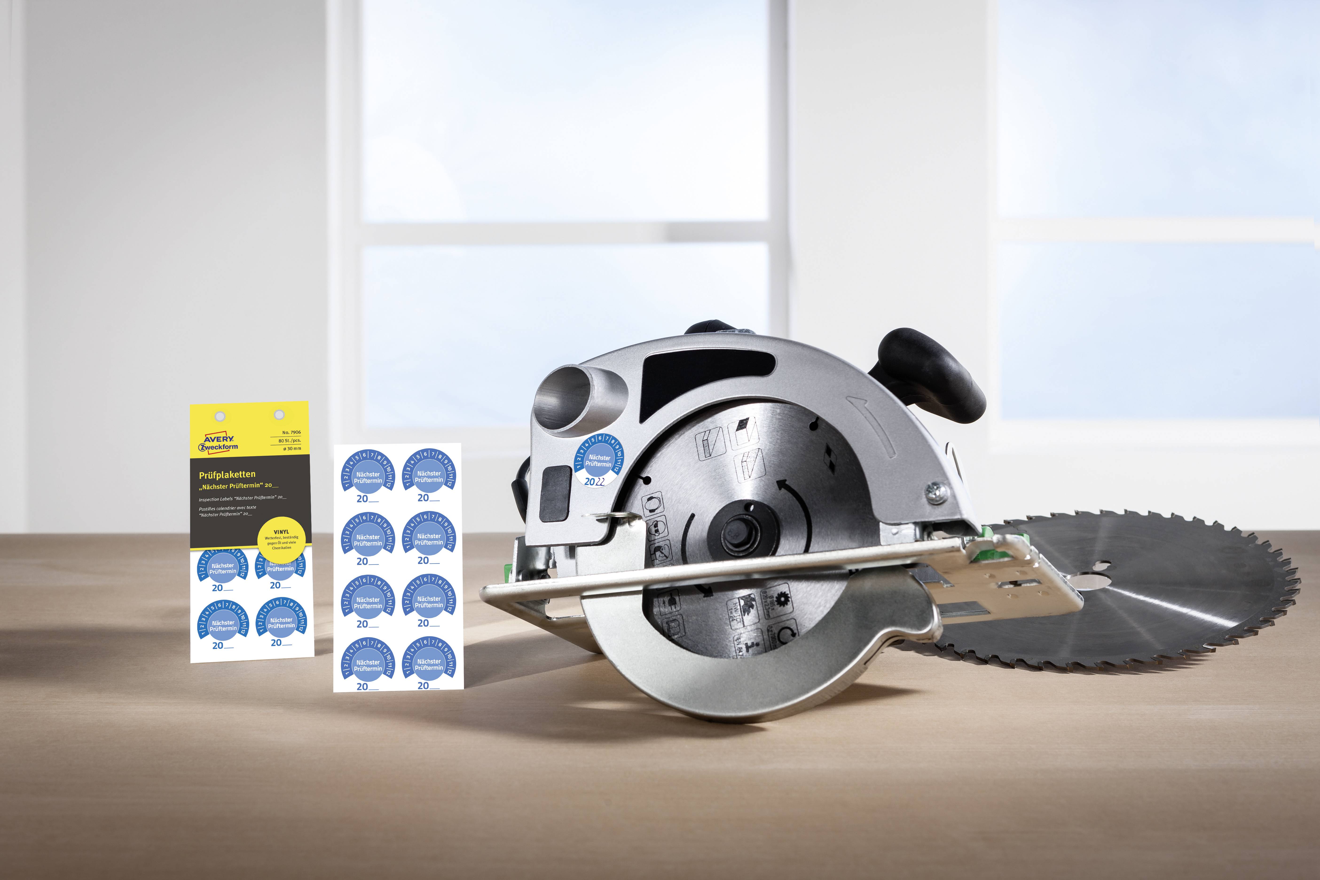 Avery-Zweckform 7906 Prüfplakette 20XX Blau (Ø) 30mm 30mm 80St.