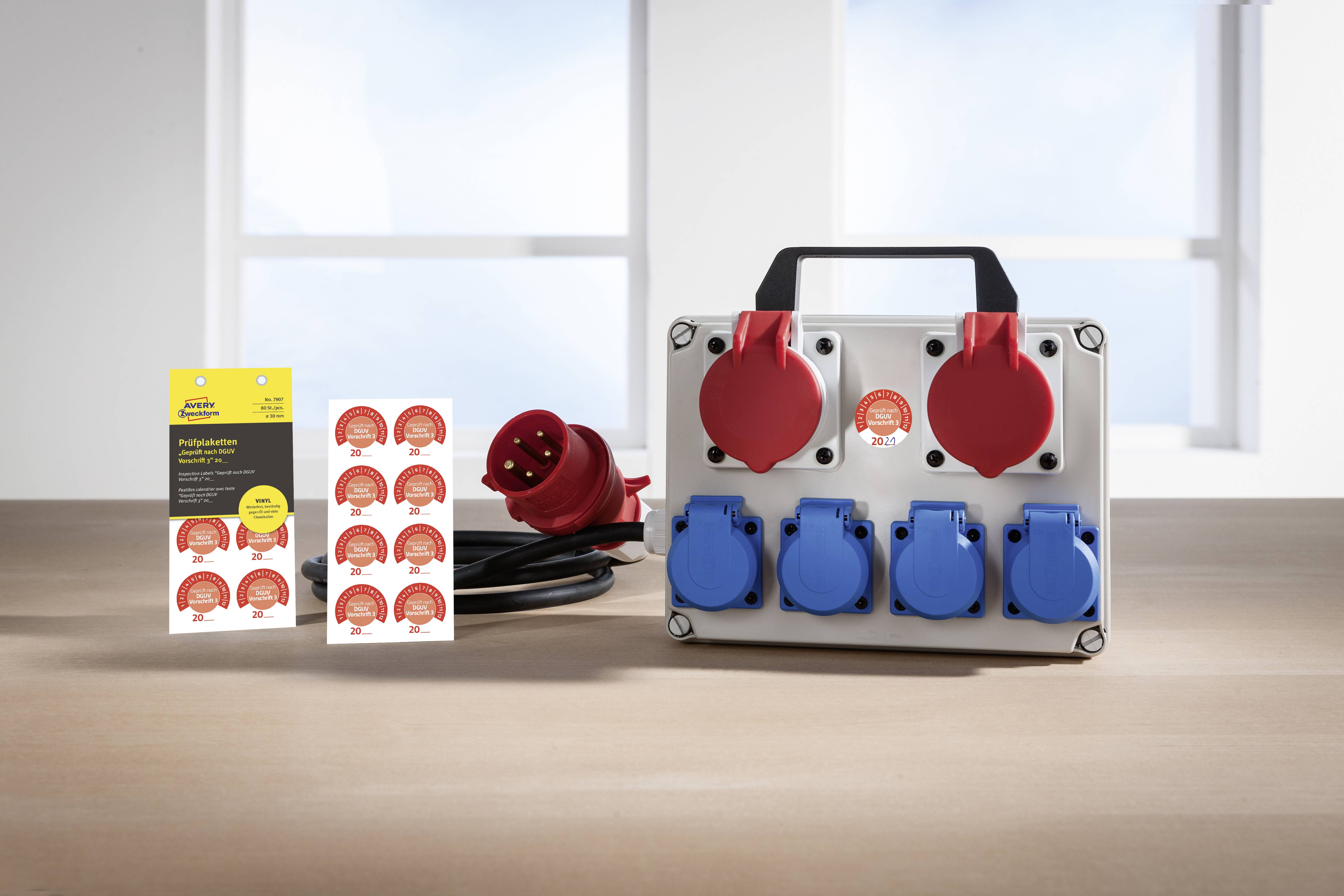 Avery-Zweckform 7907 Prüfplakette 20XX Rot (Ø) 30mm 30mm 80St.