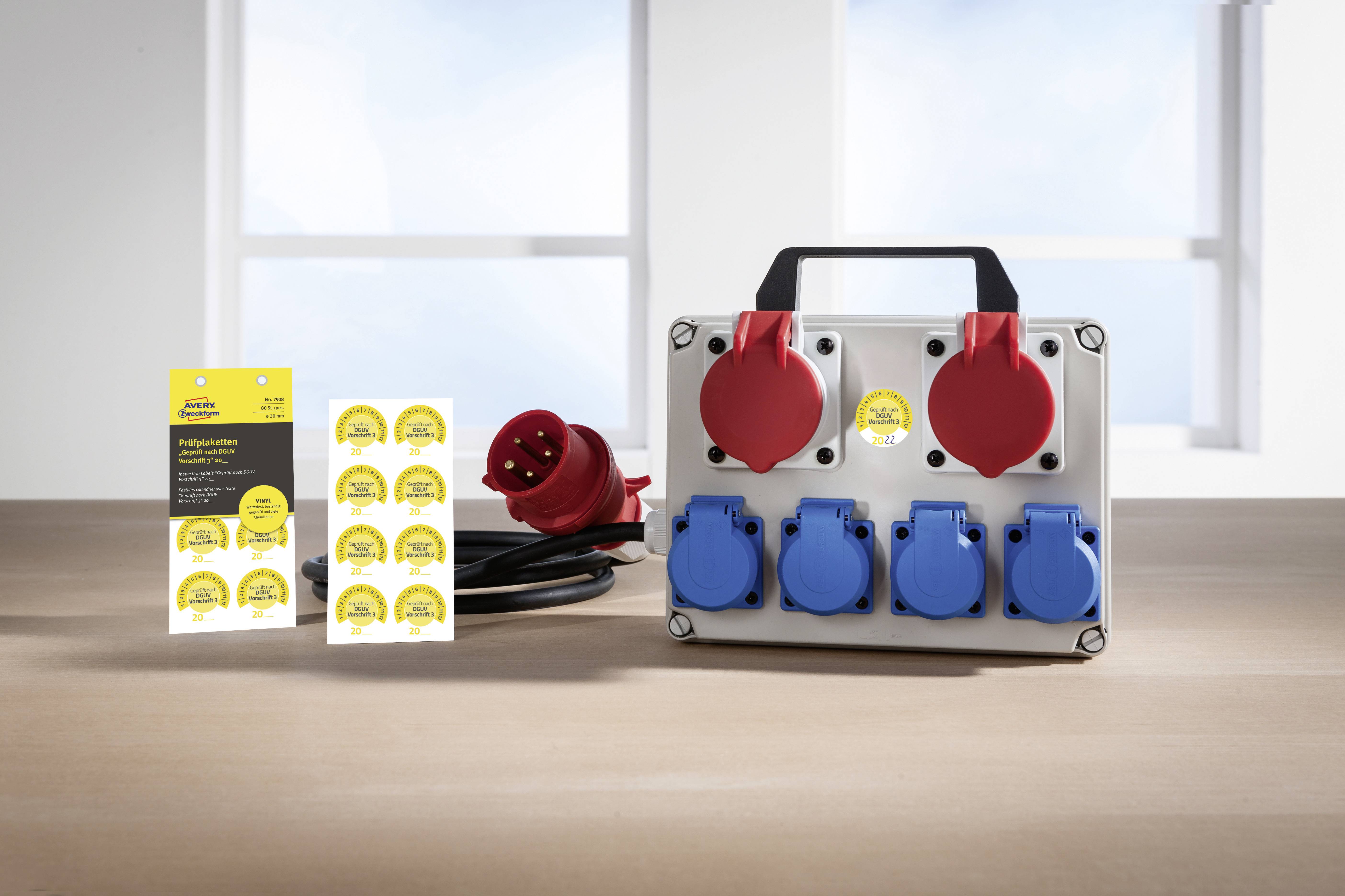 Avery-Zweckform 7908 Prüfplakette 20XX Gelb (Ø) 30mm 30mm 80St.