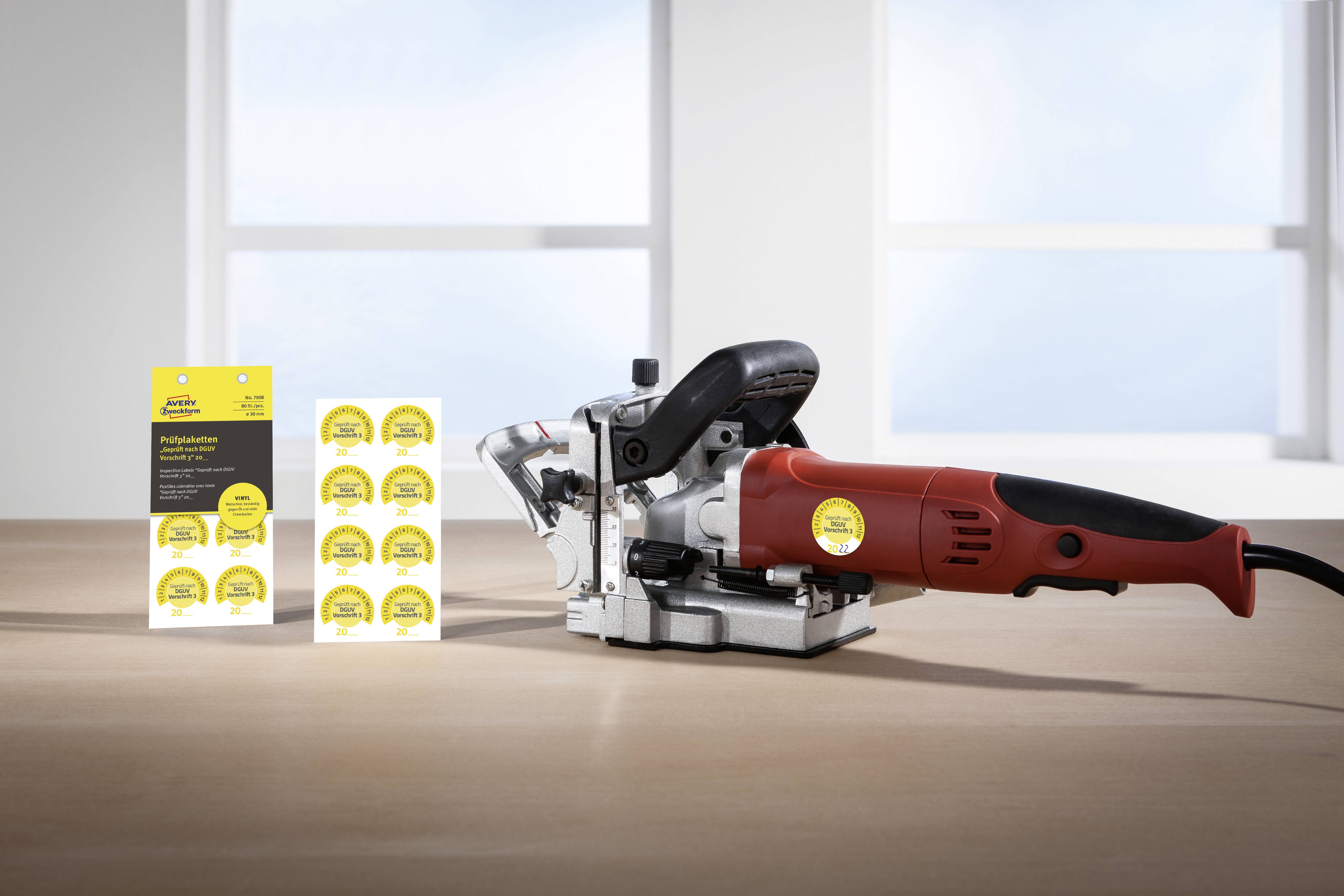 Avery-Zweckform 7908 Prüfplakette 20XX Gelb (Ø) 30mm 30mm 80St.