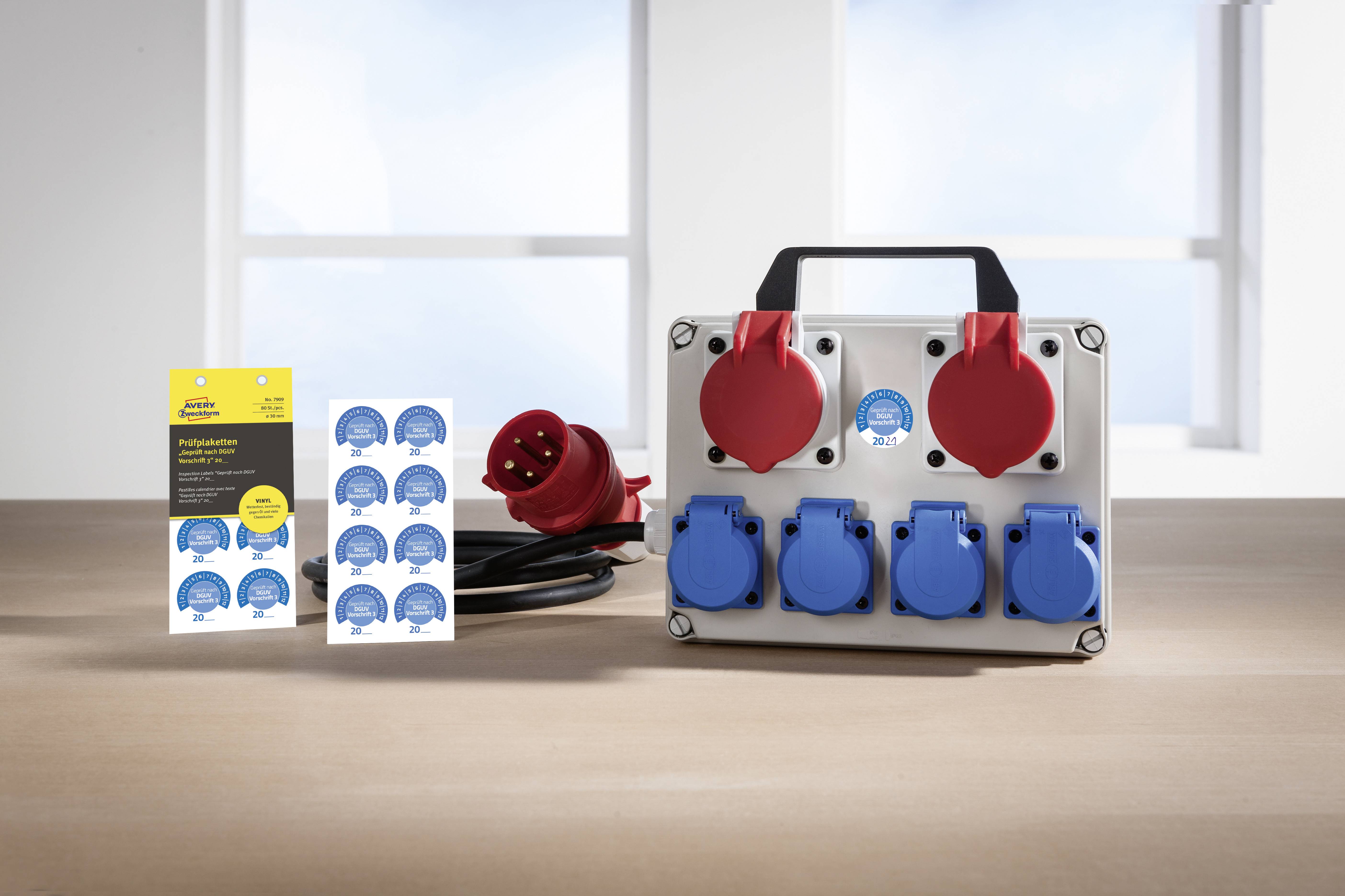 Avery-Zweckform 7909 Prüfplakette 20XX Blau (Ø) 30mm 30mm 80St.