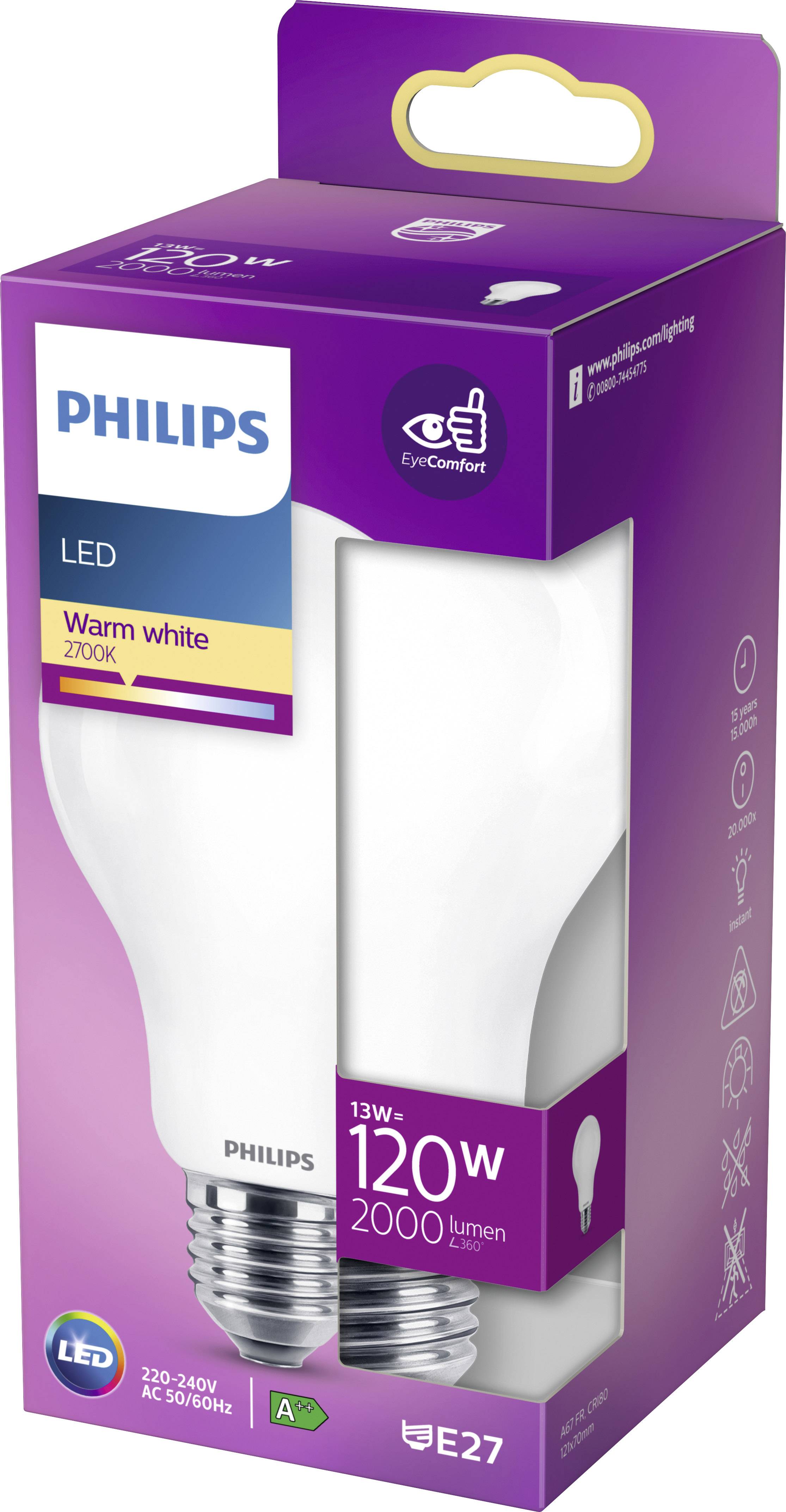 Philips LED 76451700 LED EEK D (A - G) E27 Glühlampenform 13 W = 120 W Warmweiß (Ø x L) 7 cm x 12.
