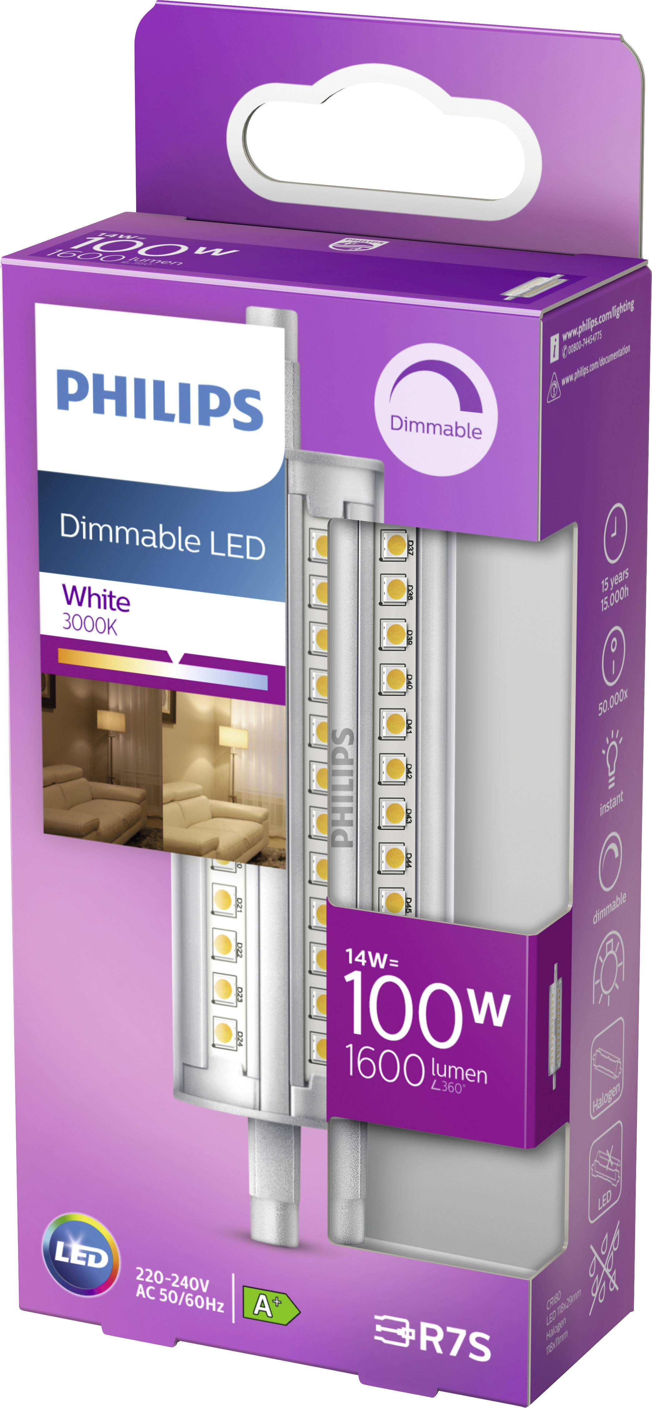 Philips LED 78037100 LED EEK E (A - G) Stabform 14W = 100W Warmweiß (Ø x L) 2.9cm x 11.8cm dimmbar 1St.