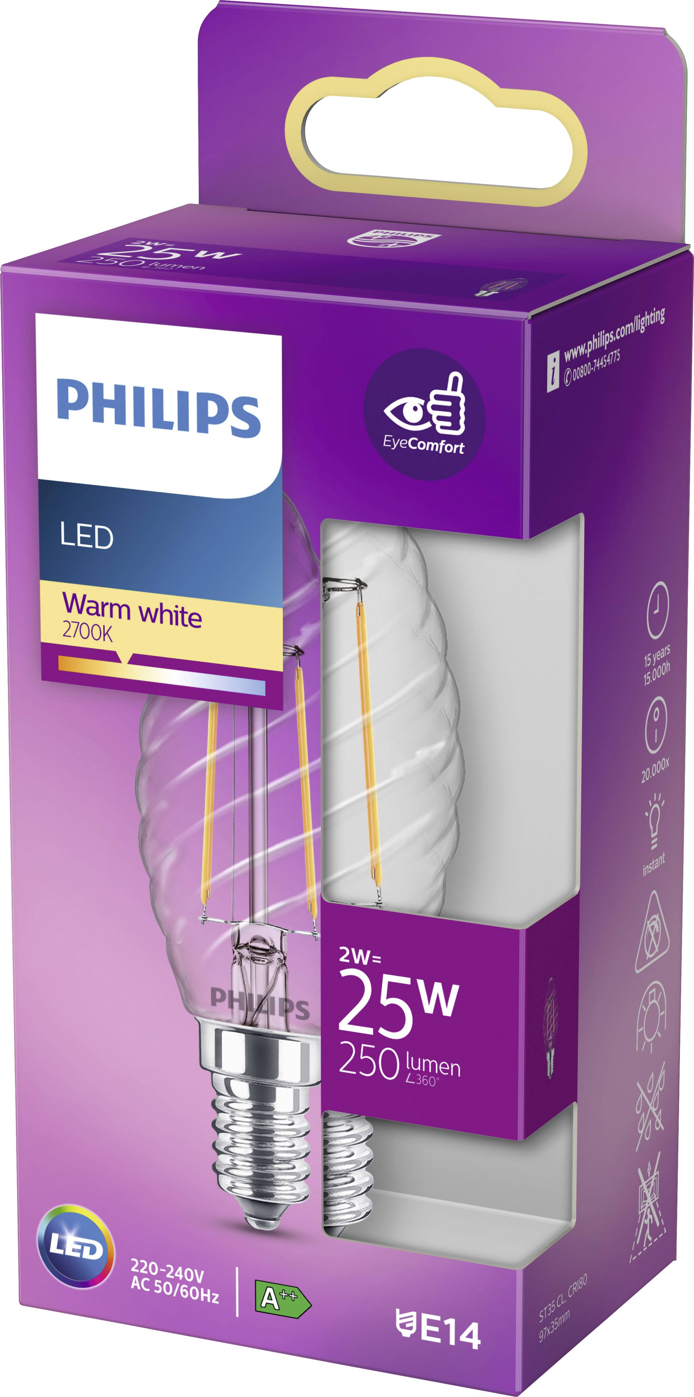 Philips LED 76235300 LED EEK E (A - G) E14 Kerzenform 2W = 25W Warmweiß (Ø x L) 3.5cm x 9.7cm 1St.