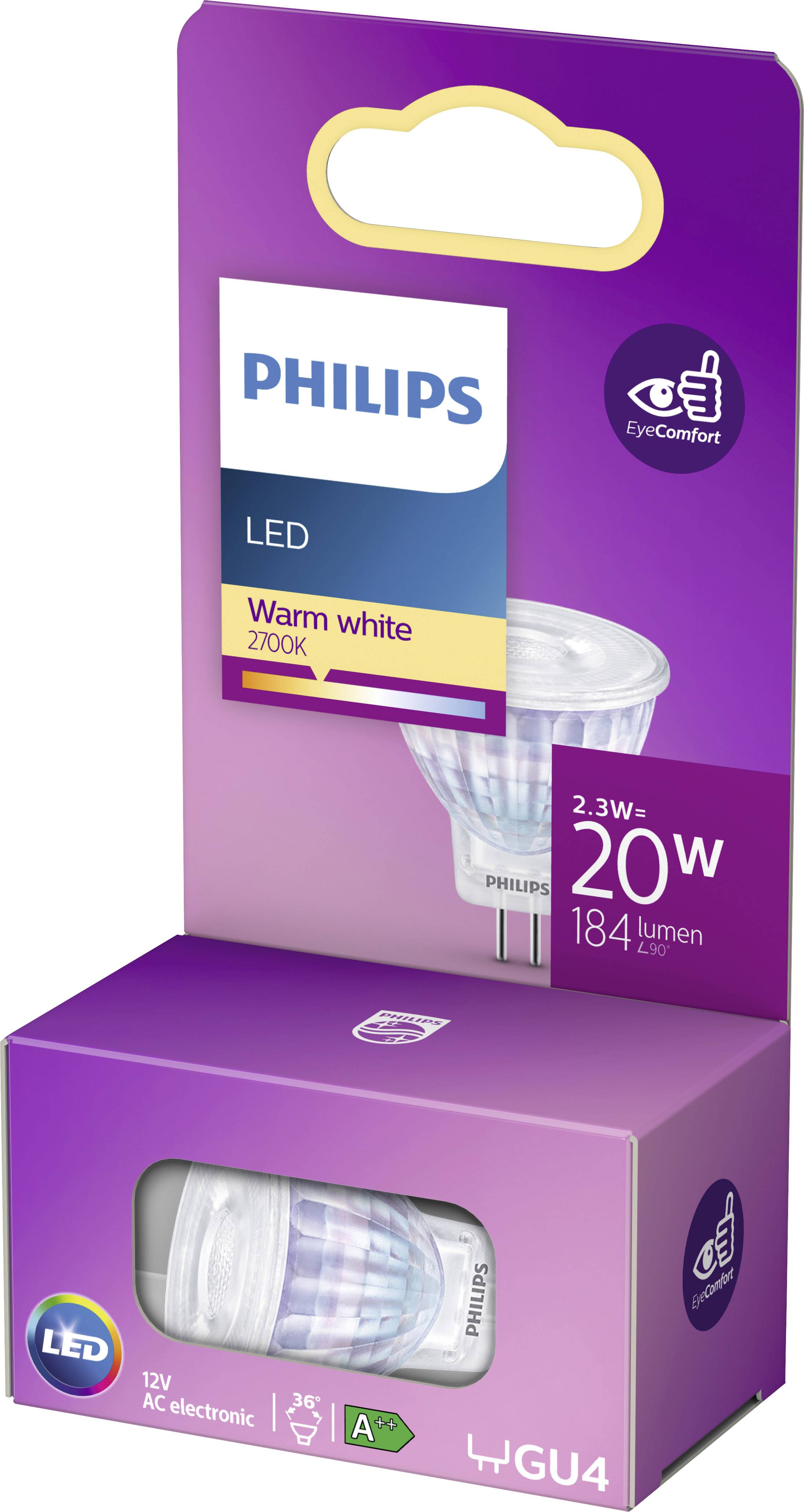 Philips LED 77405900 LED EEK F (A - G) GU4 Reflektor 2.3W = 20W Warmweiß (Ø x L) 3.55cm x 3.95cm 1St.