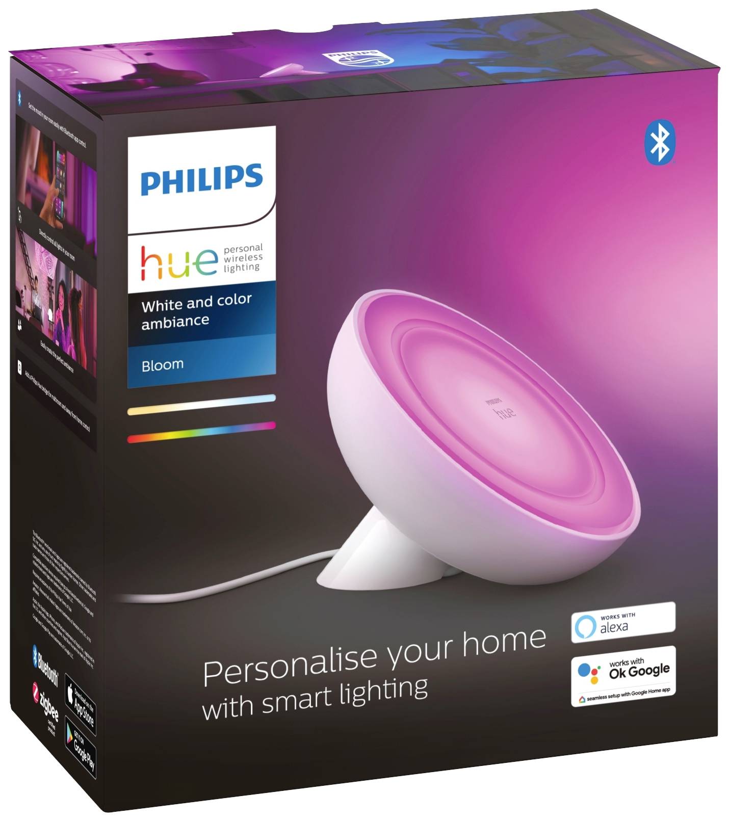 Philips Hue LED-Tischlampe 77098300 Bloom LED fest eingebaut 7.1 W