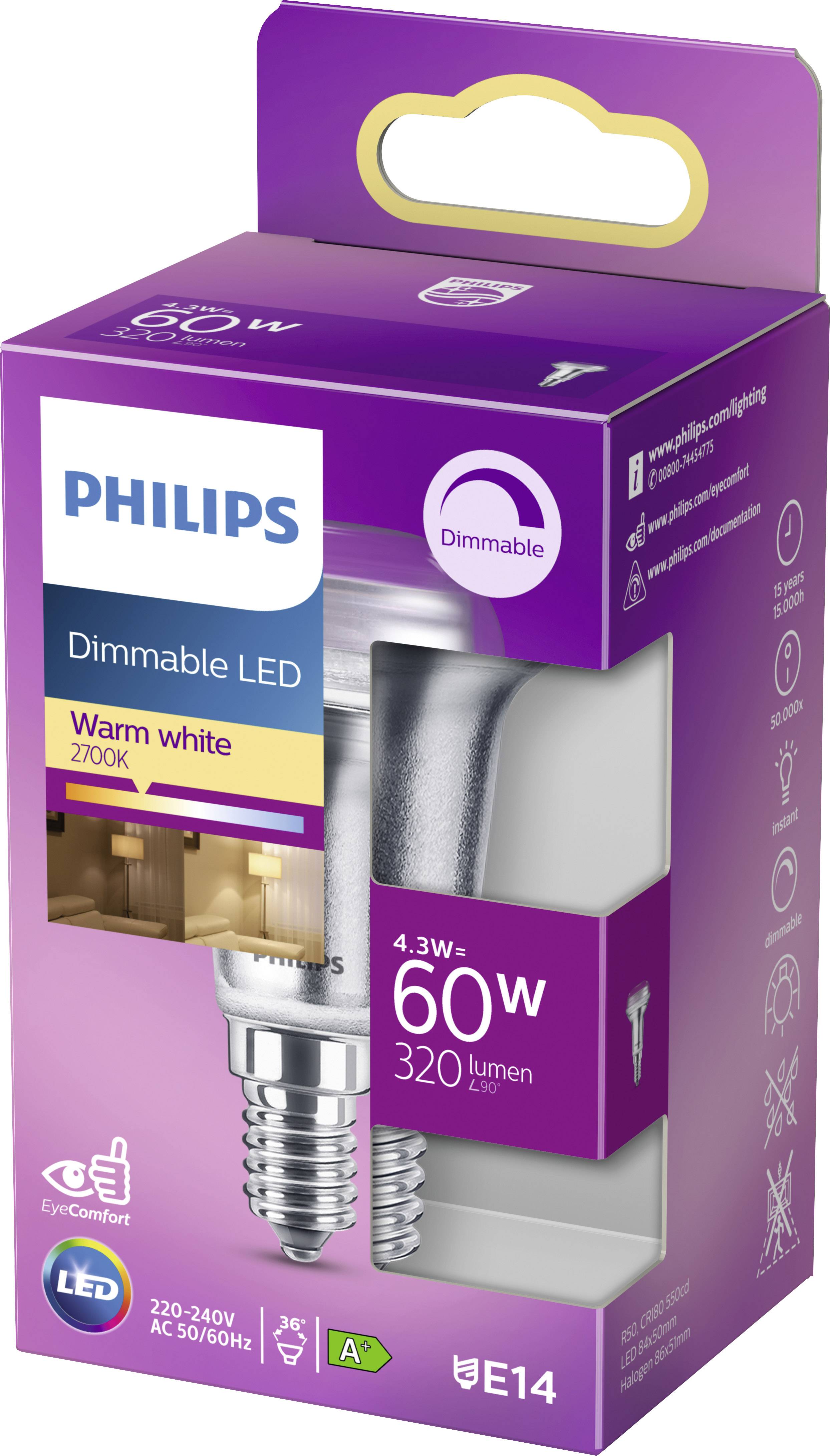 Philips LED 77421900 LED EEK F (A - G) E14 Reflektor 4.3 W = 60 W Warmweiß (Ø x L) 5 cm x 8.4 cm dimmbar 1 St.