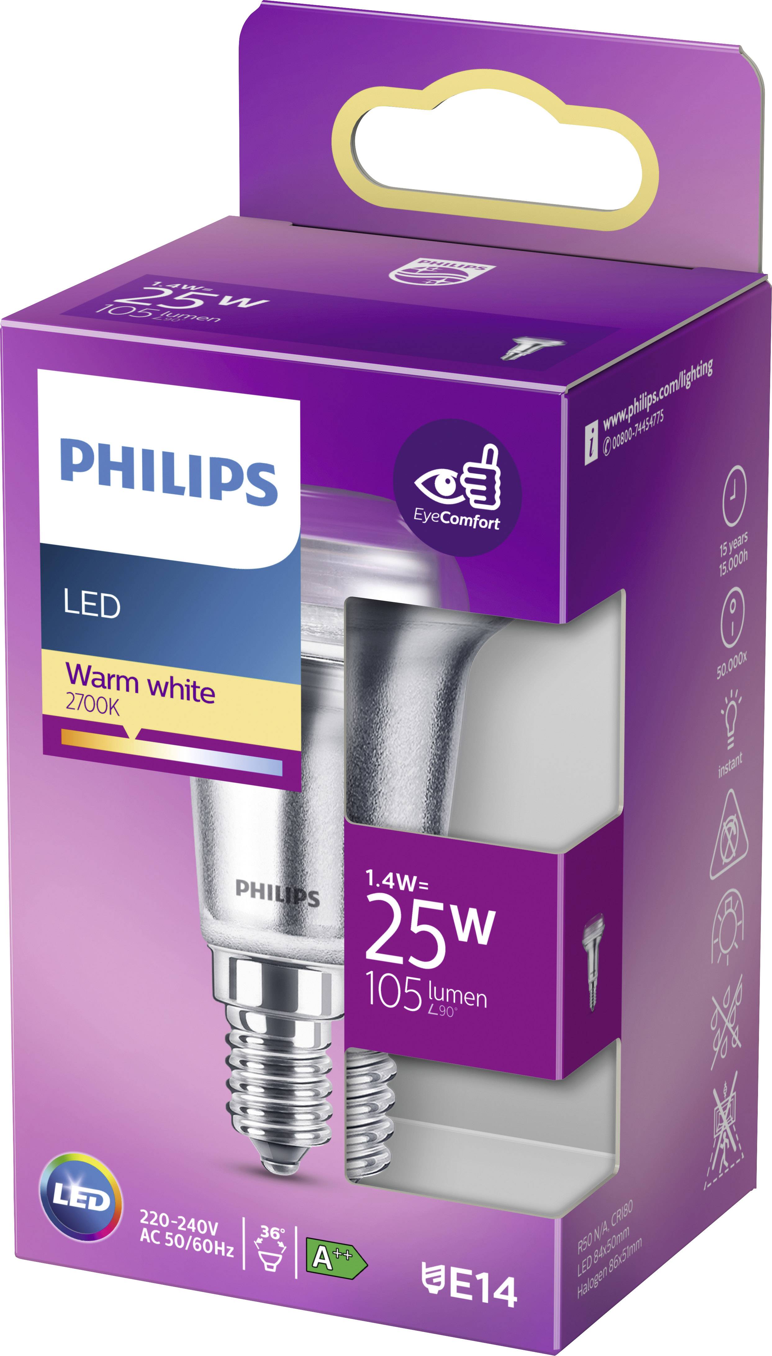 Philips LED 77377900 LED EEK F (A - G) E14 Reflektor 1.4W = 25W Warmweiß (Ø x L) 5cm x 8.4cm 1St.