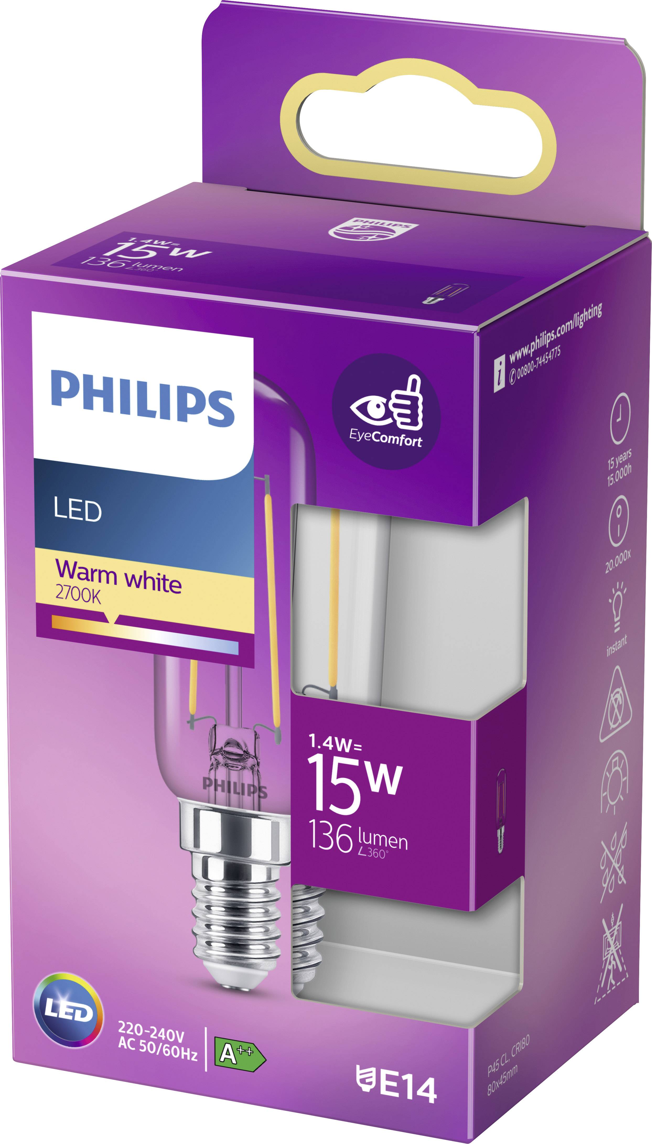 Philips LED 76423400 LED EEK F (A - G) E14 Tropfenform 1.4 W = 15 W Warmweiß (Ø x L) 4.5 cm x 8 cm 1 St.