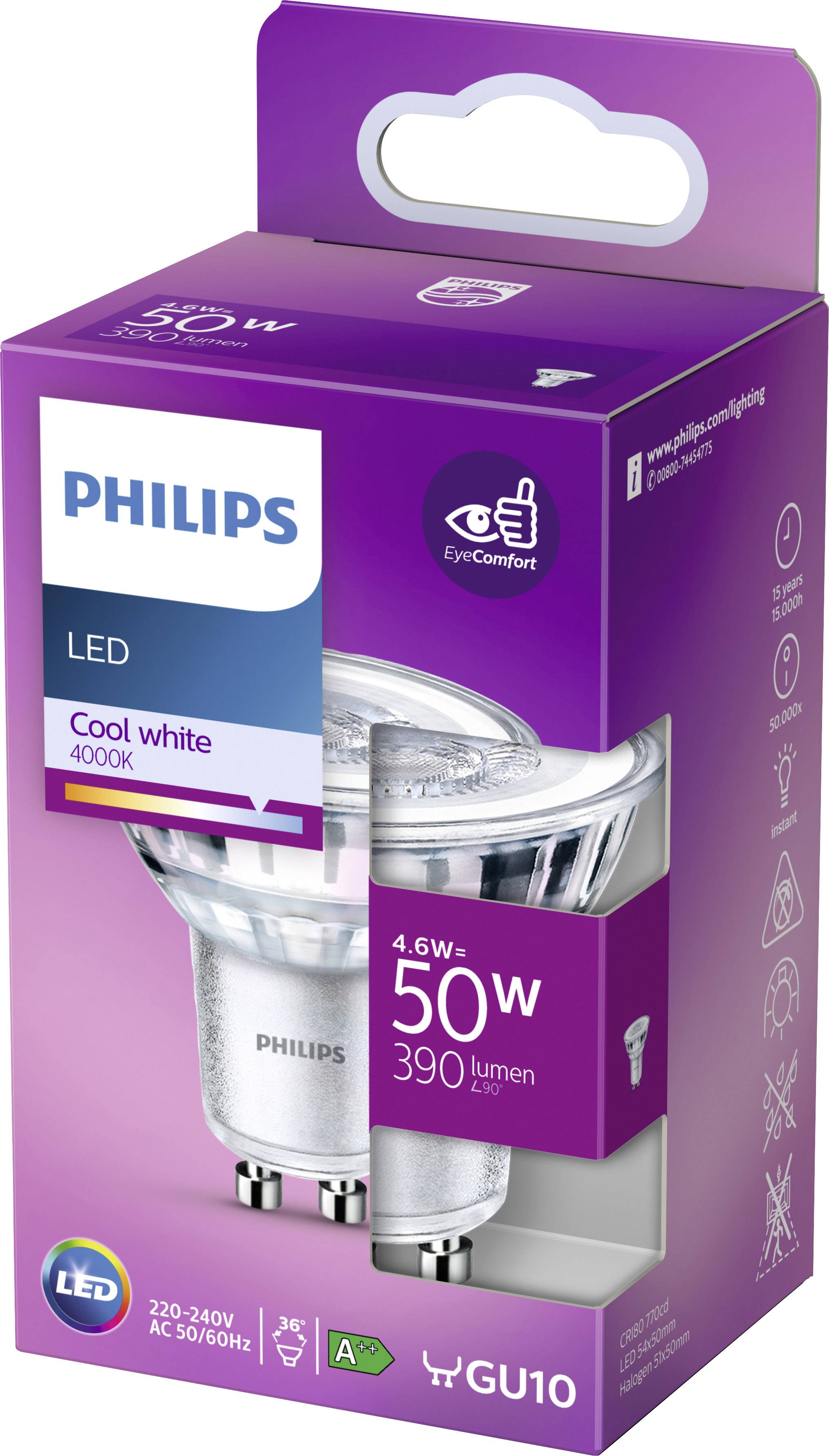 Philips LED 77419600 LED EEK F (A - G) GU10 Reflektor 4.6W = 50W Neutralweiß (Ø x L) 5cm x 5.4cm 1St.