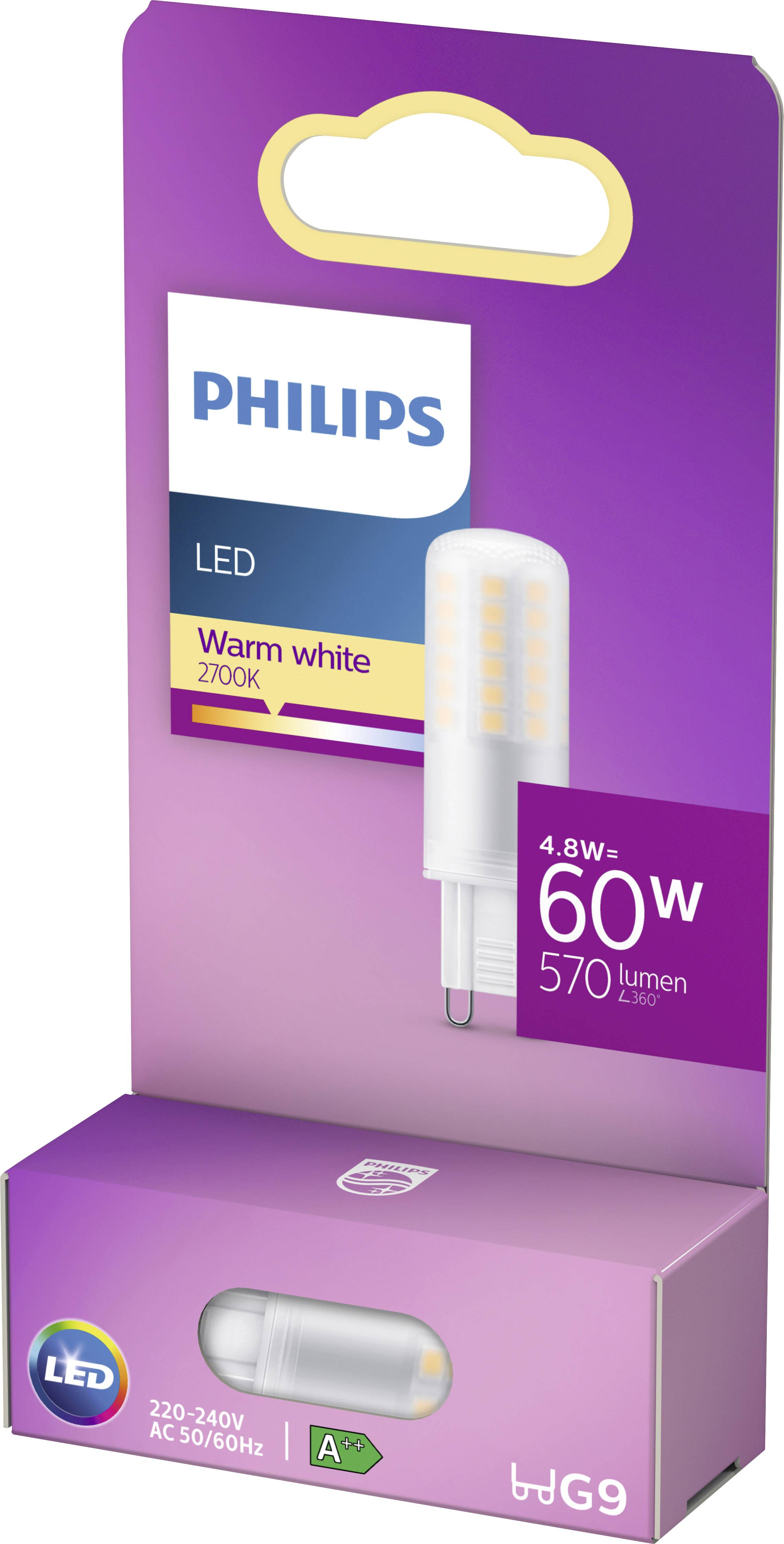 Philips LED 77407300 LED EEK E (A - G) G9 Stiftsockel 4.8W = 60W Warmweiß (Ø x L) 1.9cm x 6cm 1St.
