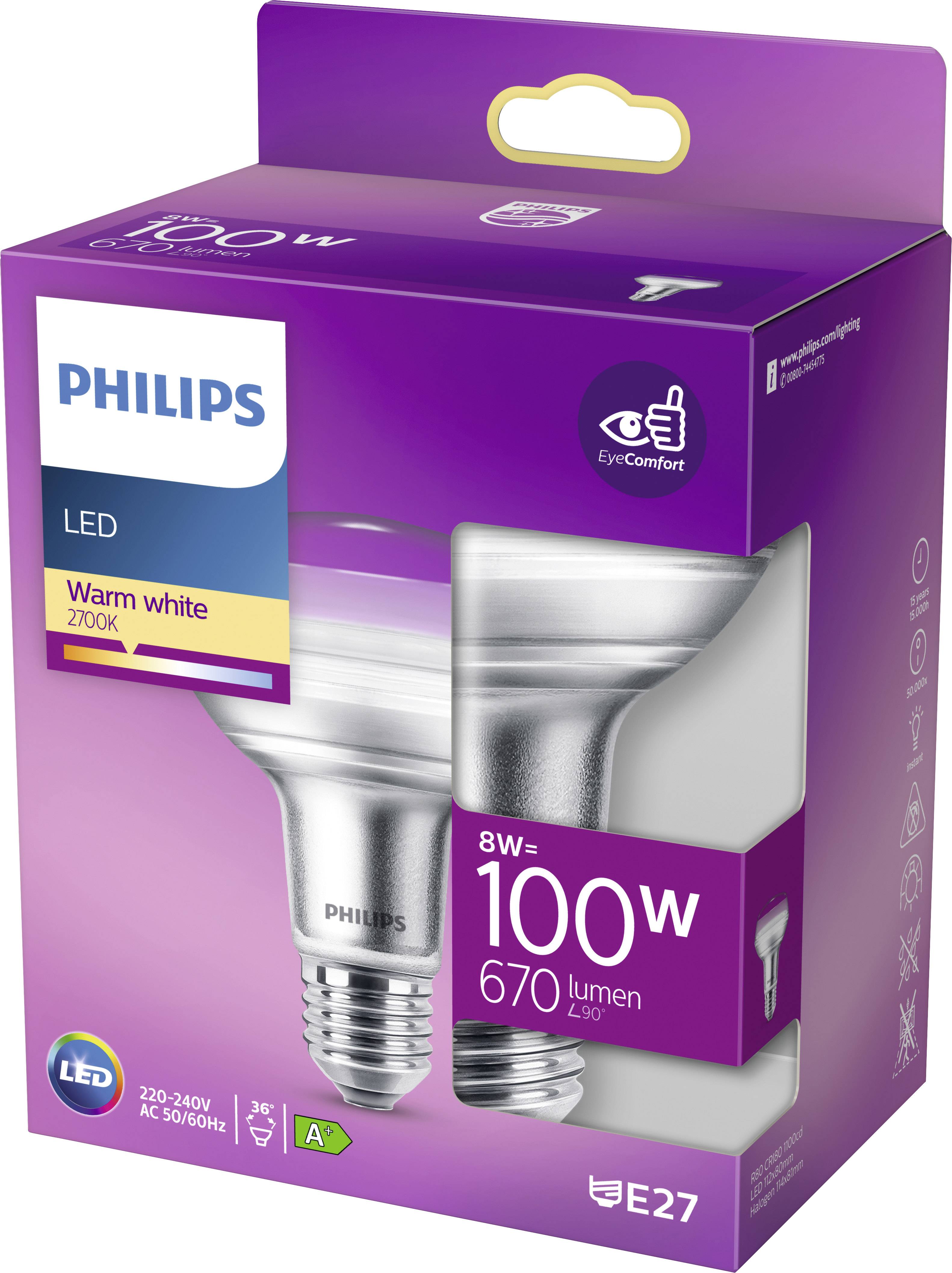 Philips LED 77387800 LED EEK F (A - G) E27 Reflektor 8W = 100W Warmweiß (Ø x L) 8cm x 11.2cm 1St.