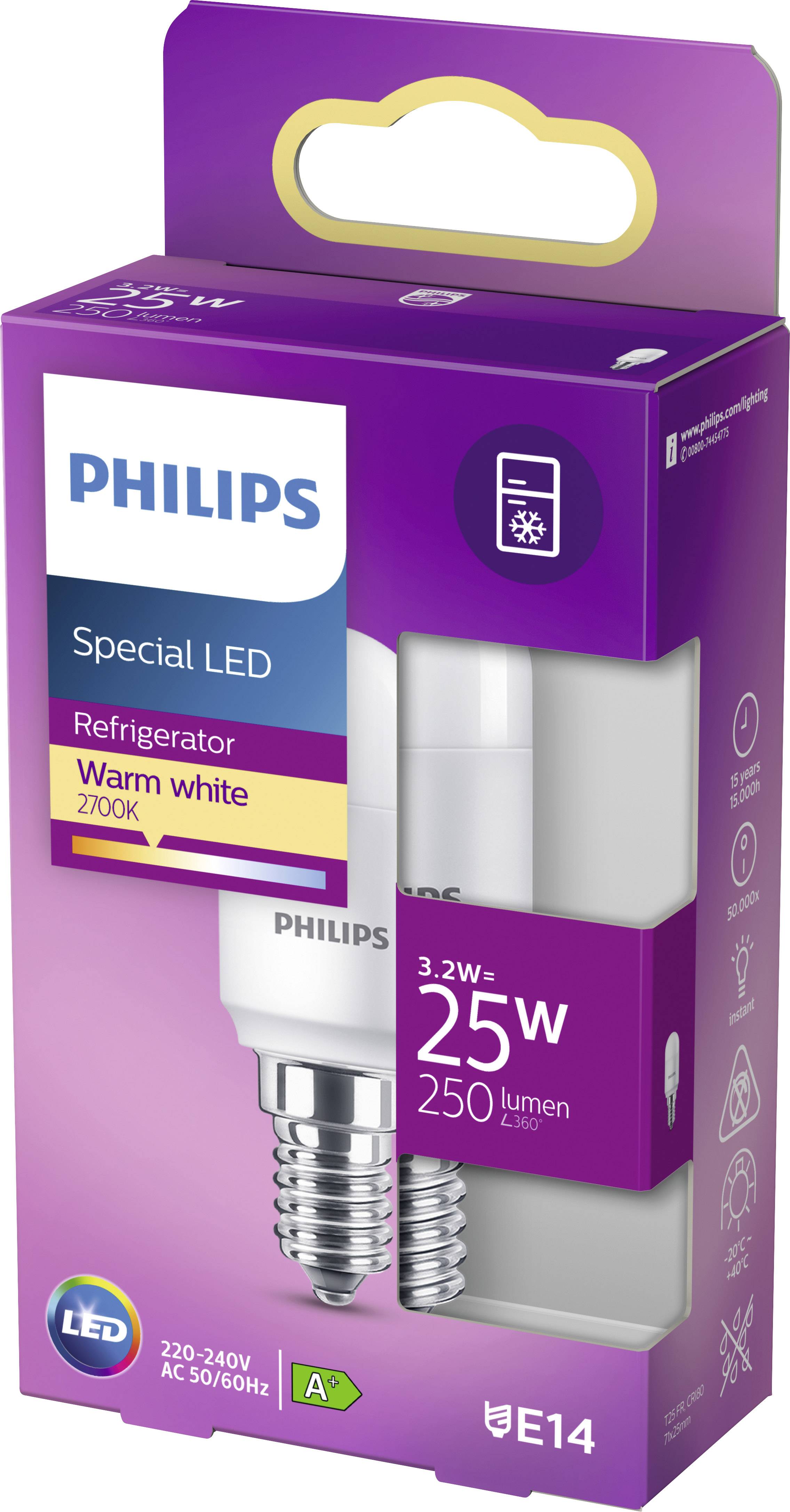 Philips LED 77195900 LED EEK G (A - G) E14 Stabform 3.2W = 25W Warmweiß (Ø x L) 2.5cm x 7.1cm 1St.