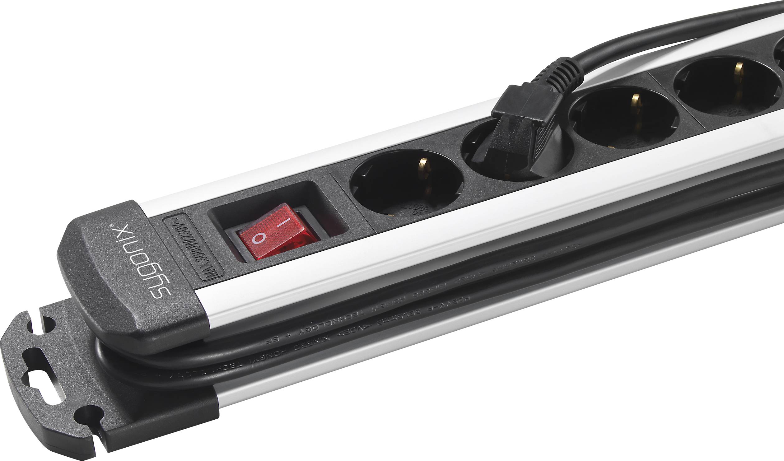 Sygonix SY-4538266 Steckdosenleiste mit Schalter 10fach Schwarz, Silber Schutzkontakt 1St.