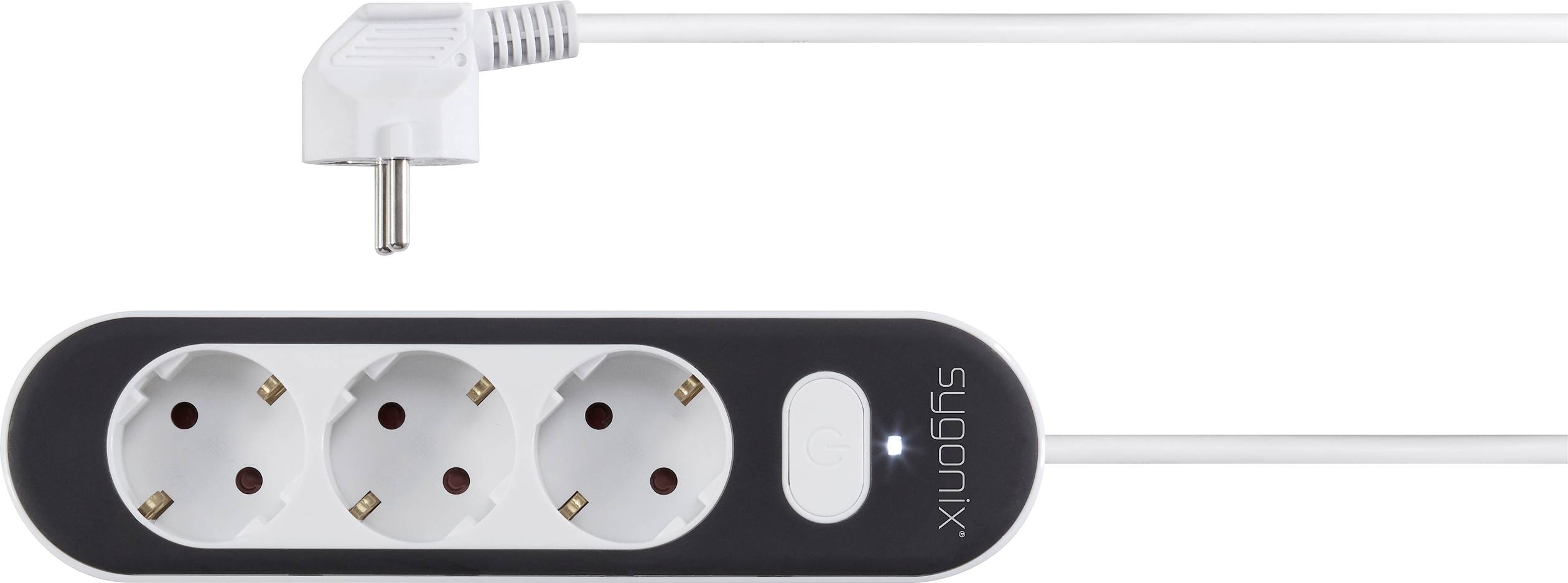 Sygonix SY-4538270 Steckdosenleiste mit Schalter 3fach Weiß, Schwarz Schutzkontakt 1St.