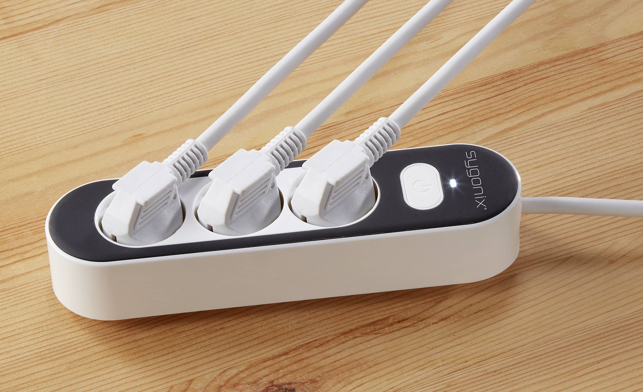 Sygonix SY-4538270 Steckdosenleiste mit Schalter 3fach Weiß, Schwarz Schutzkontakt 1St.