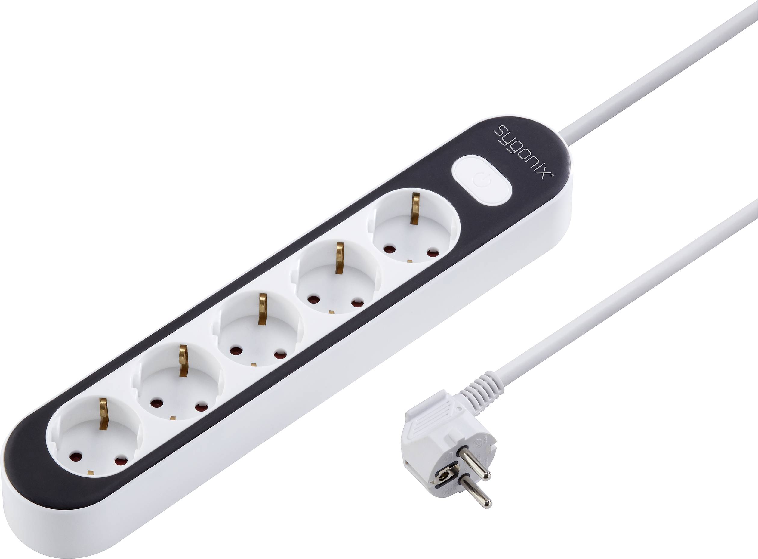 Sygonix SY-4538272 Steckdosenleiste mit Schalter 5fach Weiß, Schwarz Schutzkontakt 1St.