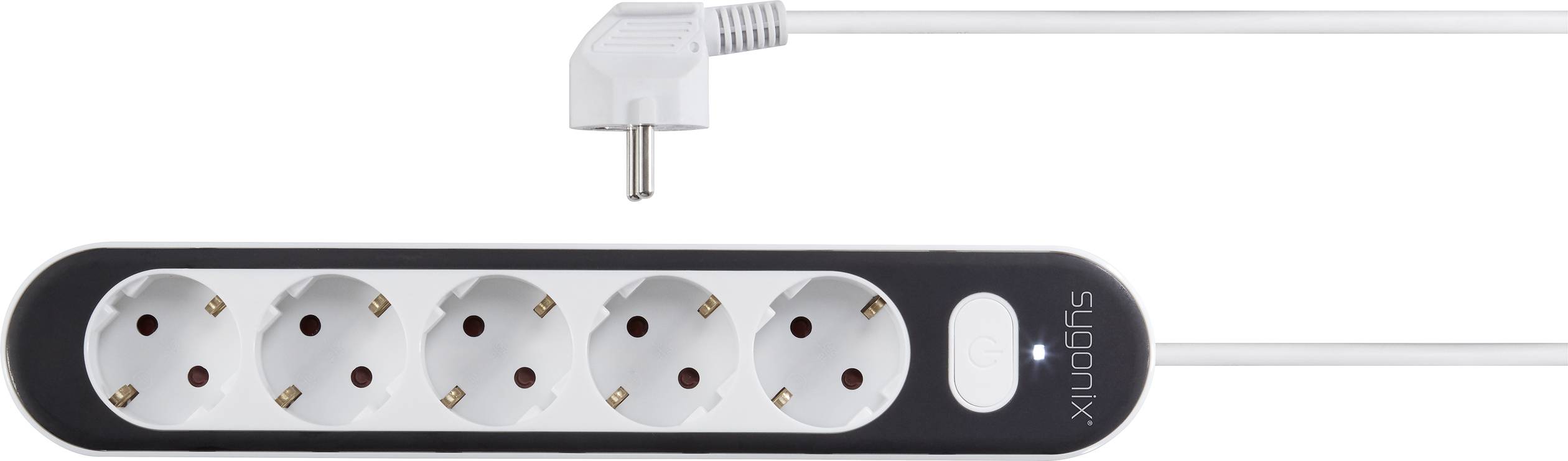 Sygonix SY-4538272 Steckdosenleiste mit Schalter 5fach Weiß, Schwarz Schutzkontakt 1St.
