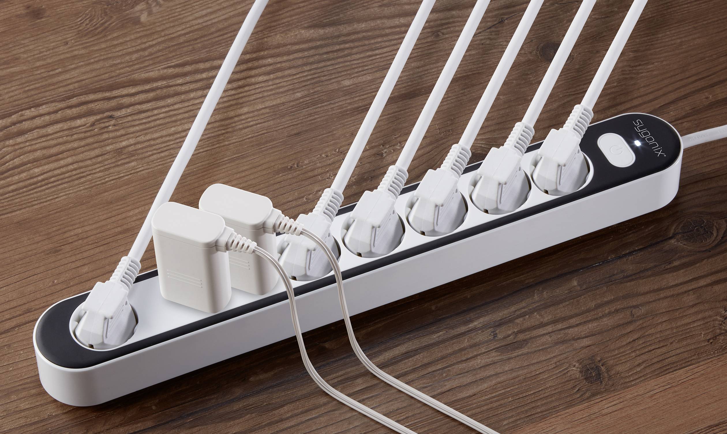 Sygonix SY-4538274 Steckdosenleiste mit Schalter 8fach Weiß, Schwarz Schutzkontakt 1St.