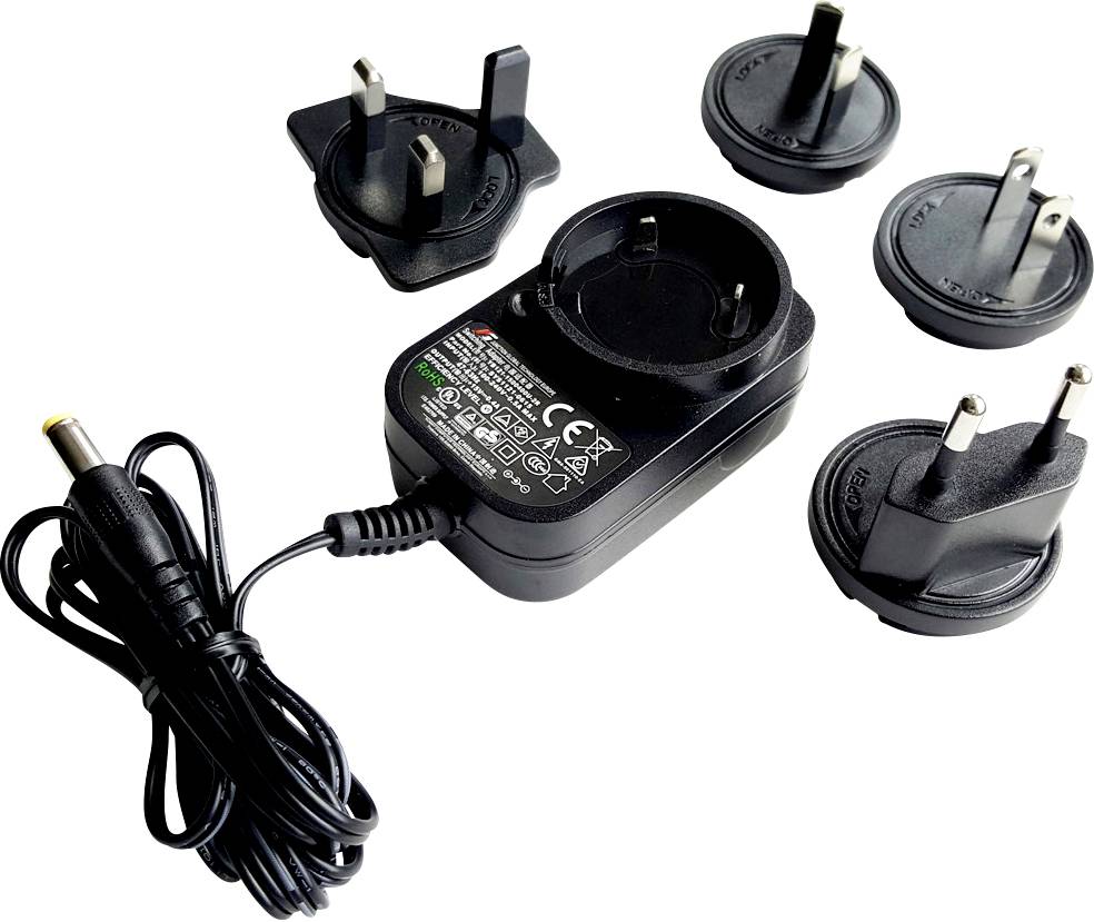 Dehner Elektronik SYS 1121-0605-W2E Steckernetzteil, Festspannung 5 V/DC 1.2 A 6 W Stabilisiert, mit UK-Adapter, mit USA-Adapter, mit