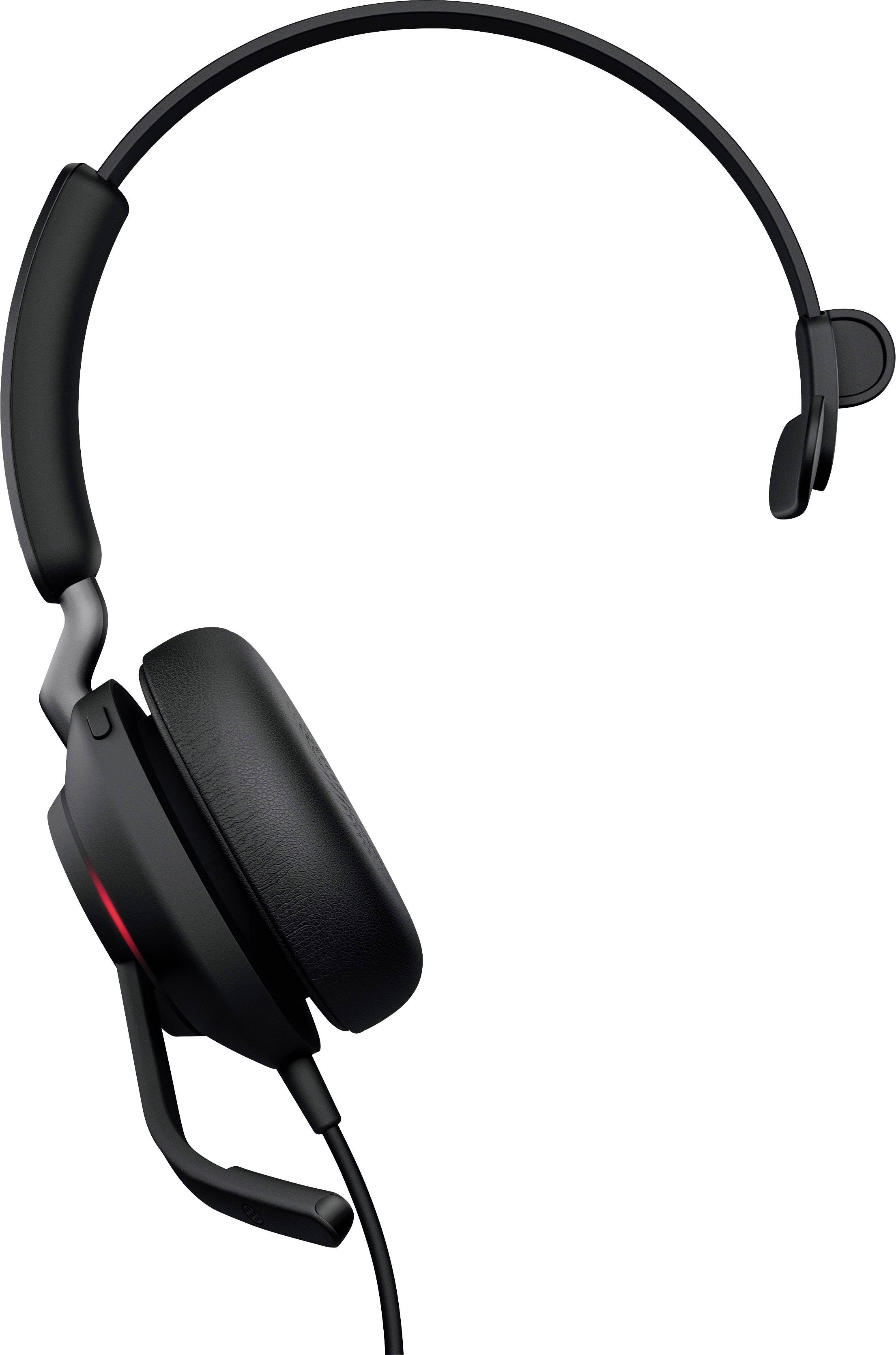Jabra Evolve2 40, USB-A UC Mono On Ear Headset kabelgebunden Mono Schwarz Mikrofon-Stummschaltung Telefon
