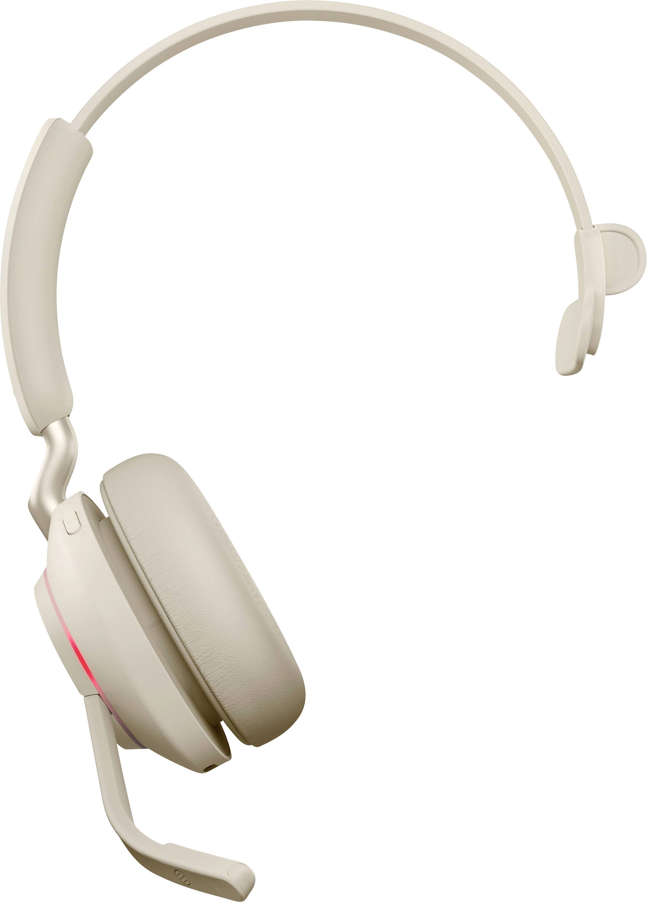 Jabra Evolve2 65 MS monaural Charge Over Ear Headset Bluetooth® Mono Beige Lautstärkeregelung, Batterieladeanzeige, Mikrofon-Stummschaltung Telefo