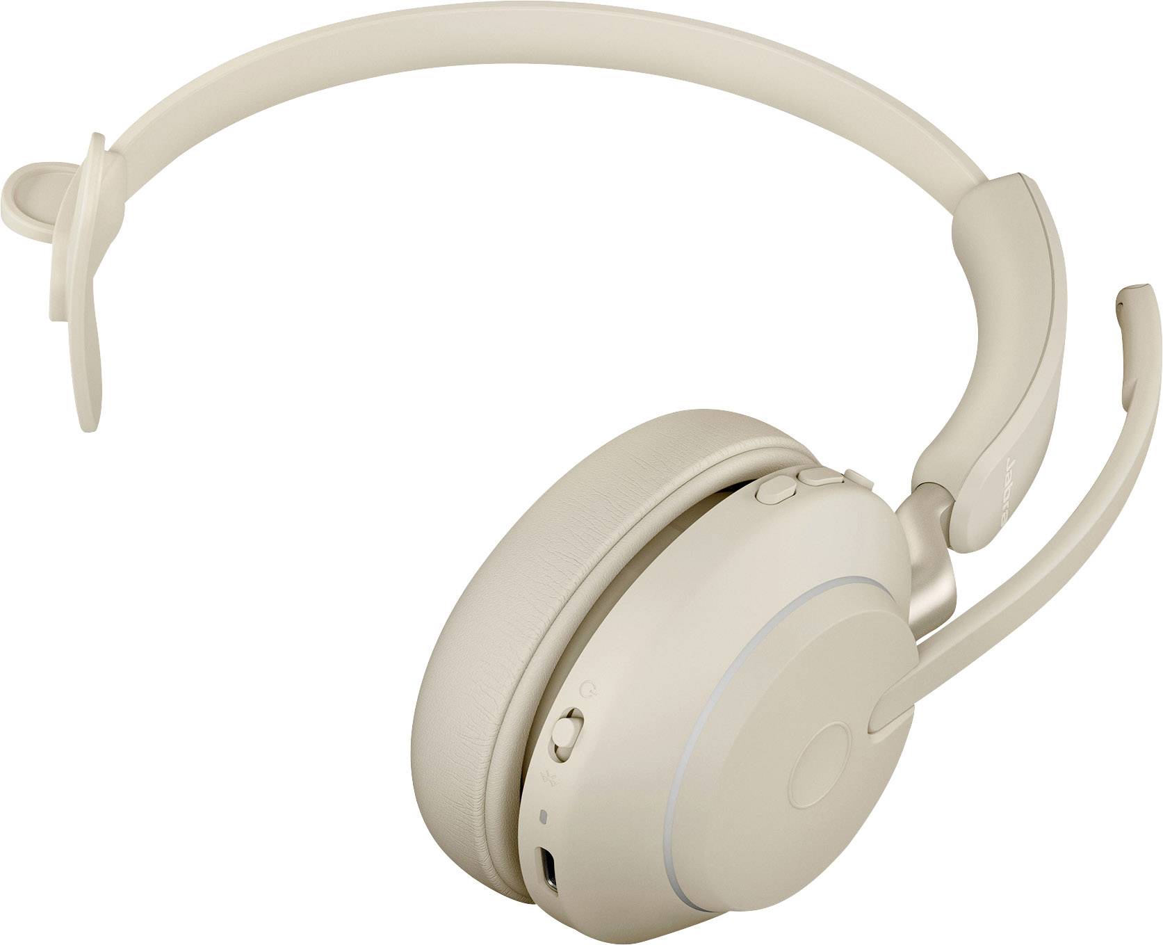 Jabra Evolve2 65 UC monaural Charge On Ear Headset Bluetooth® Mono Beige Lautstärkeregelung, Batterieladeanzeige, Mikrofon-Stummschaltung Telefon