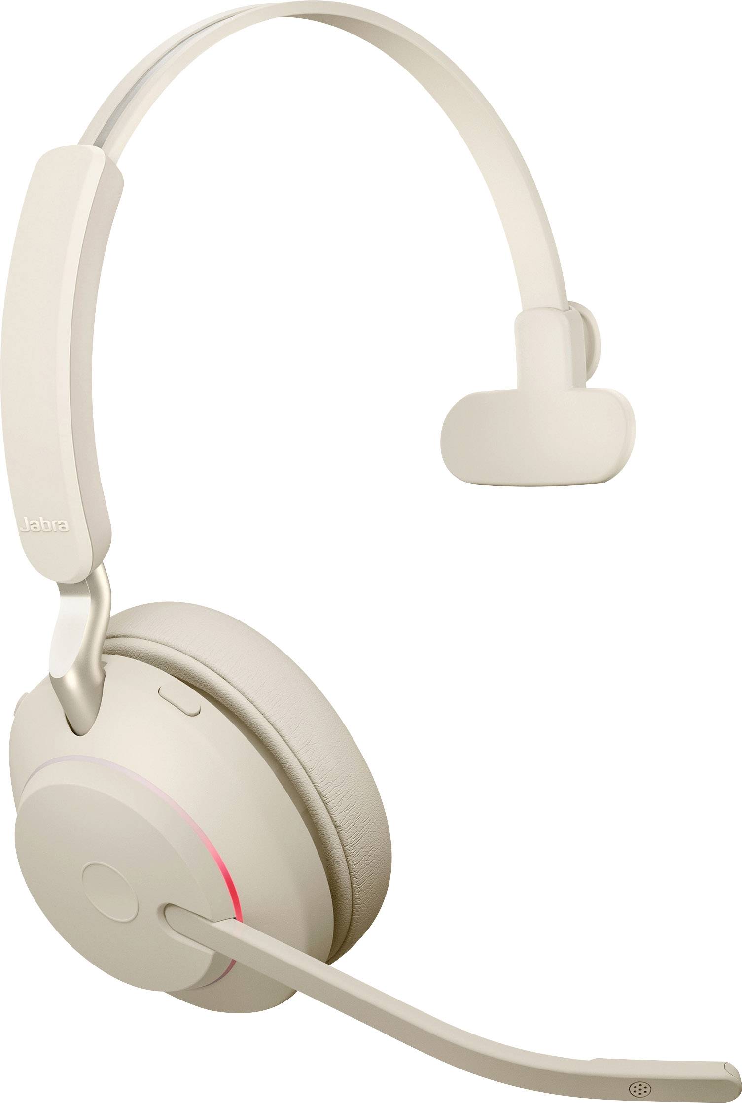 Jabra Evolve2 65 UC monaural Charge On Ear Headset Bluetooth® Mono Beige Lautstärkeregelung, Batterieladeanzeige, Mikrofon-Stummschaltung Telefon