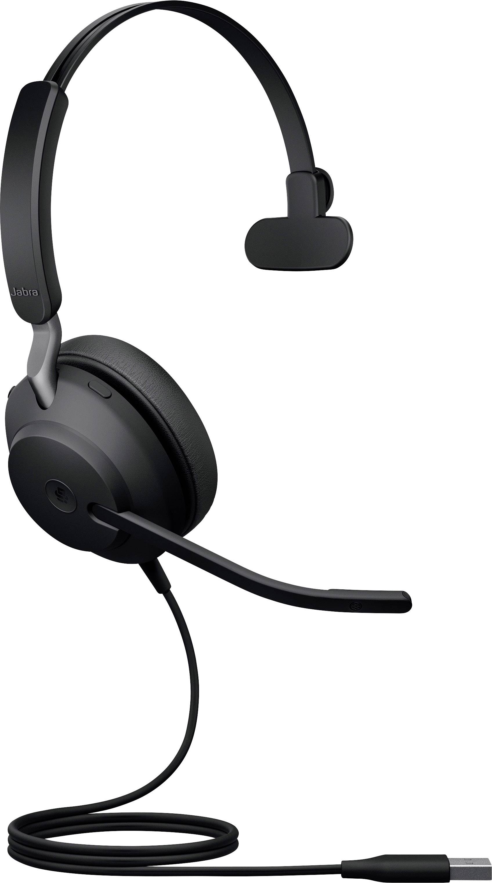 Jabra Evolve2 40, USB-A MS Mono Telefon On Ear Headset kabelgebunden Mono Schwarz Mikrofon-Stummschaltung