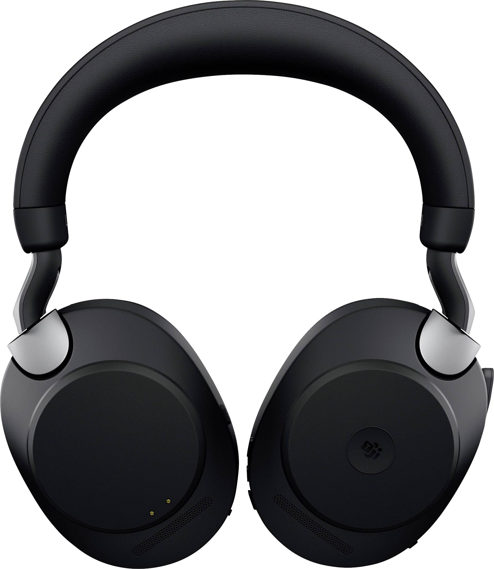 Schwarze, kabellose Over-Ear-Kopfhörer mit gepolstertem Bügel und Ohrmuscheln, geeignet für Musik und Lärmreduzierung.