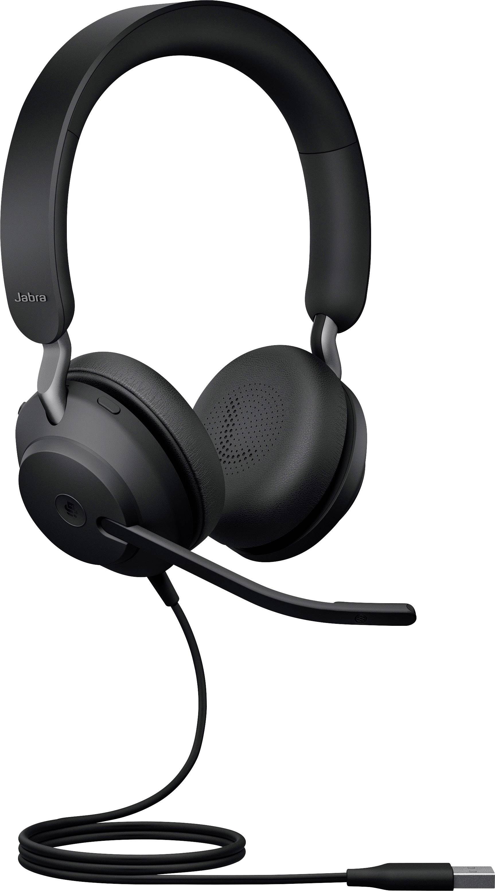 Jabra Evolve2 40, USB-A MS Stereo Telefon Over Ear Headset kabelgebunden Stereo Schwarz Mikrofon-Stummschaltung