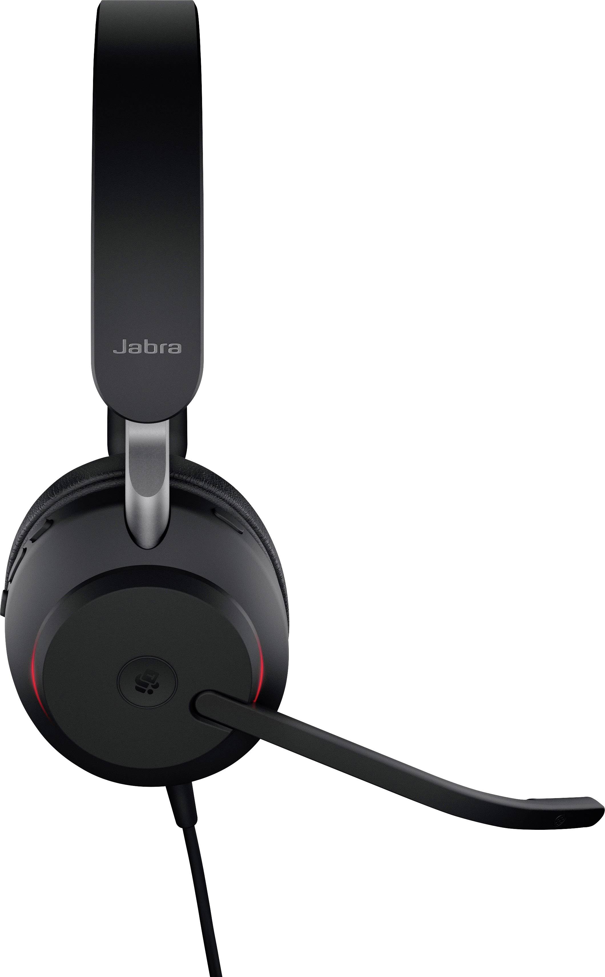 Jabra Evolve2 40, USB-A MS Stereo Telefon Over Ear Headset kabelgebunden Stereo Schwarz Mikrofon-Stummschaltung