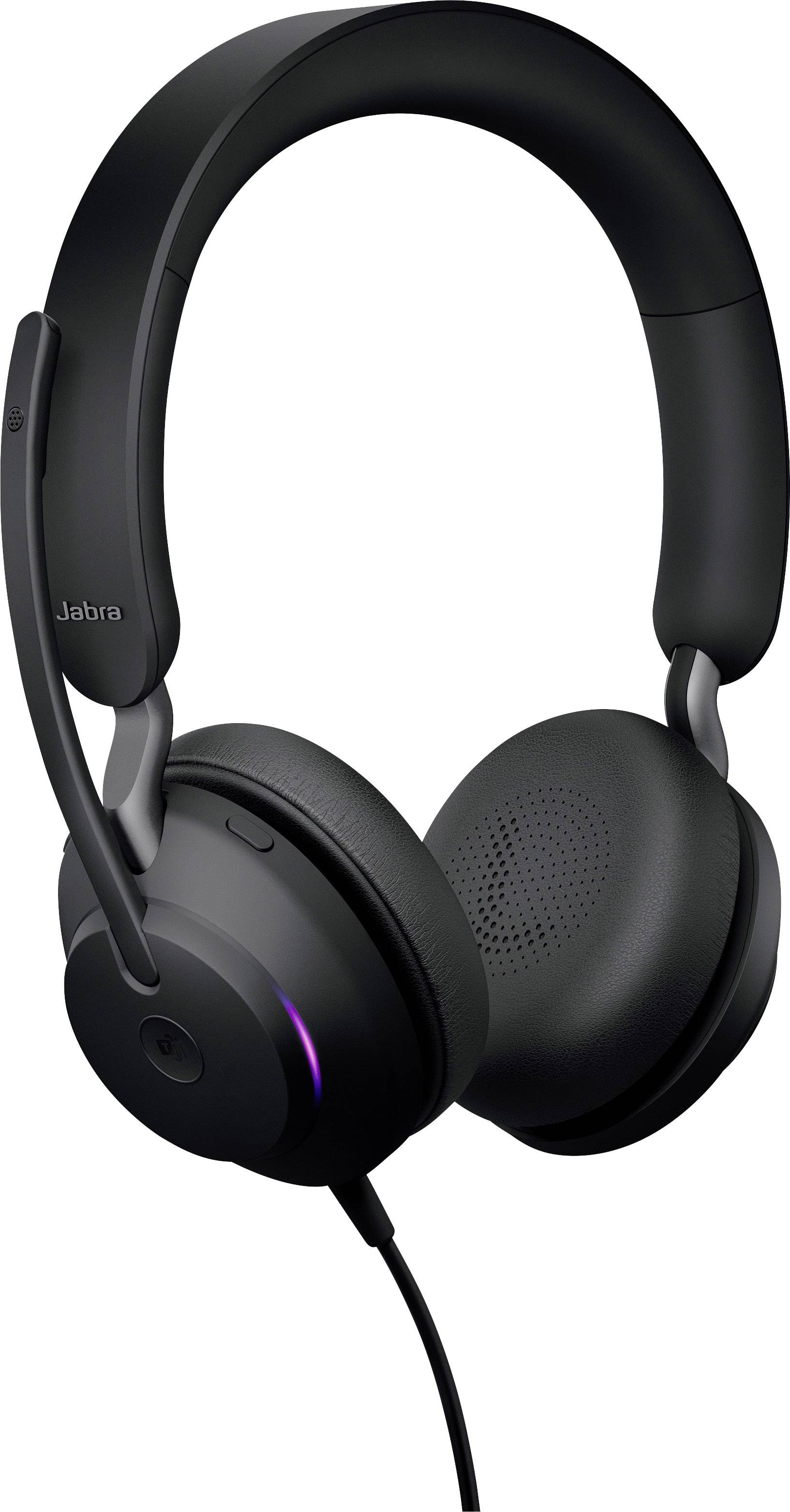 Jabra Evolve2 40, USB-A MS Stereo Telefon Over Ear Headset kabelgebunden Stereo Schwarz Mikrofon-Stummschaltung