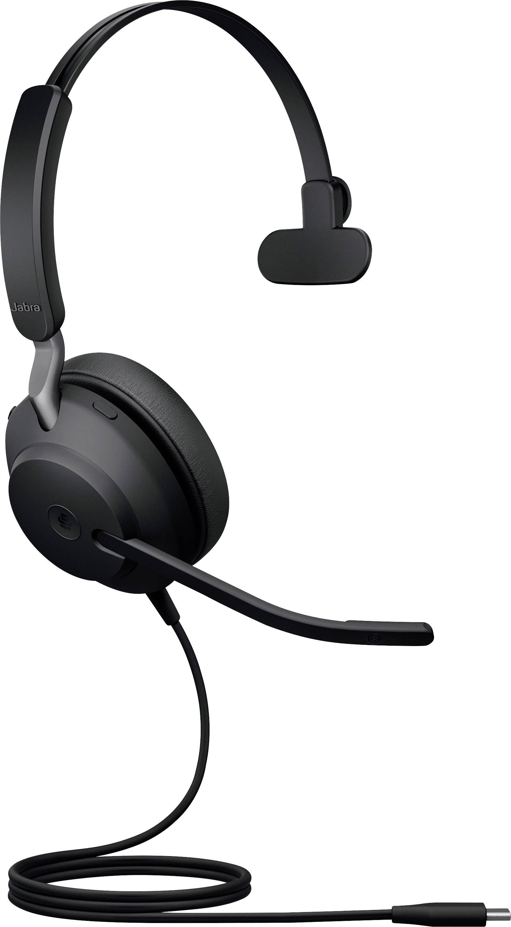 Jabra Evolve2 40, USB-C MS Mono Telefon On Ear Headset kabelgebunden Mono Schwarz Mikrofon-Stummschaltung