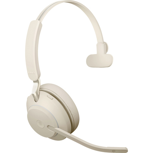 Jabra Evolve2 65 MS mono Telefon Over Ear Headset Bluetooth® Stereo Beige Lautstärkeregelung, Batterieladeanzeige, Mikrofon-Stummschaltung