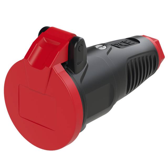 PCE 2512-sr Schutzkontaktkupplung Gummi, Kunststoff 230 V Schwarz, Rot IP54