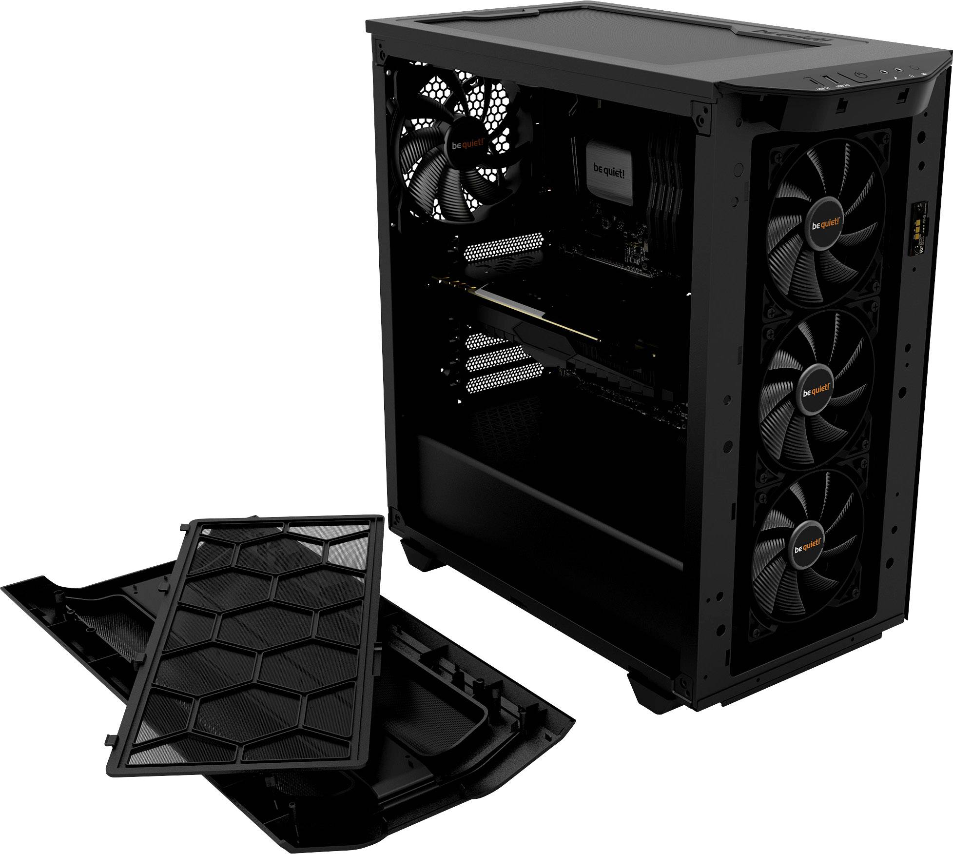 BeQuiet PURE BASE 500DX Midi-Tower PC-Gehäuse Schwarz 3 vorinstallierte Lüfter, Integrierte Beleuchtung, Seitenfenster