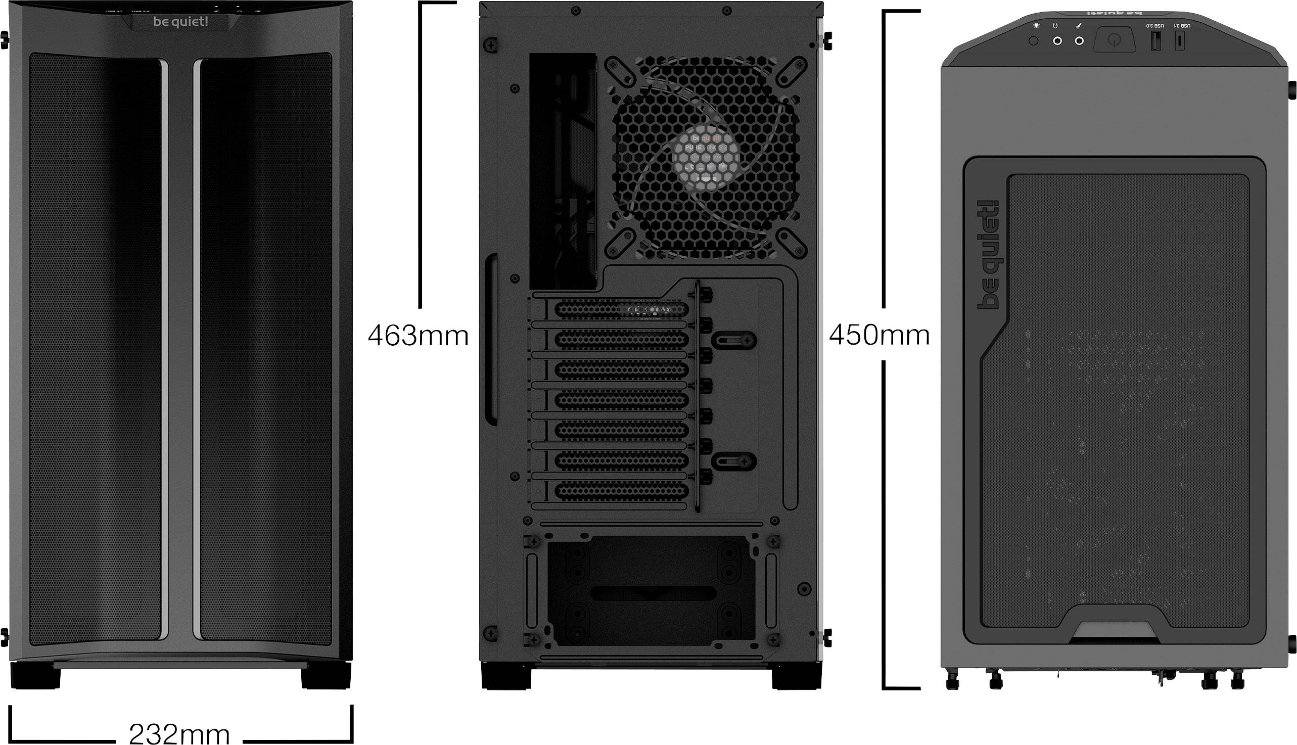 BeQuiet PURE BASE 500DX Midi-Tower PC-Gehäuse Schwarz 3 vorinstallierte Lüfter, Integrierte Beleuchtung, Seitenfenster
