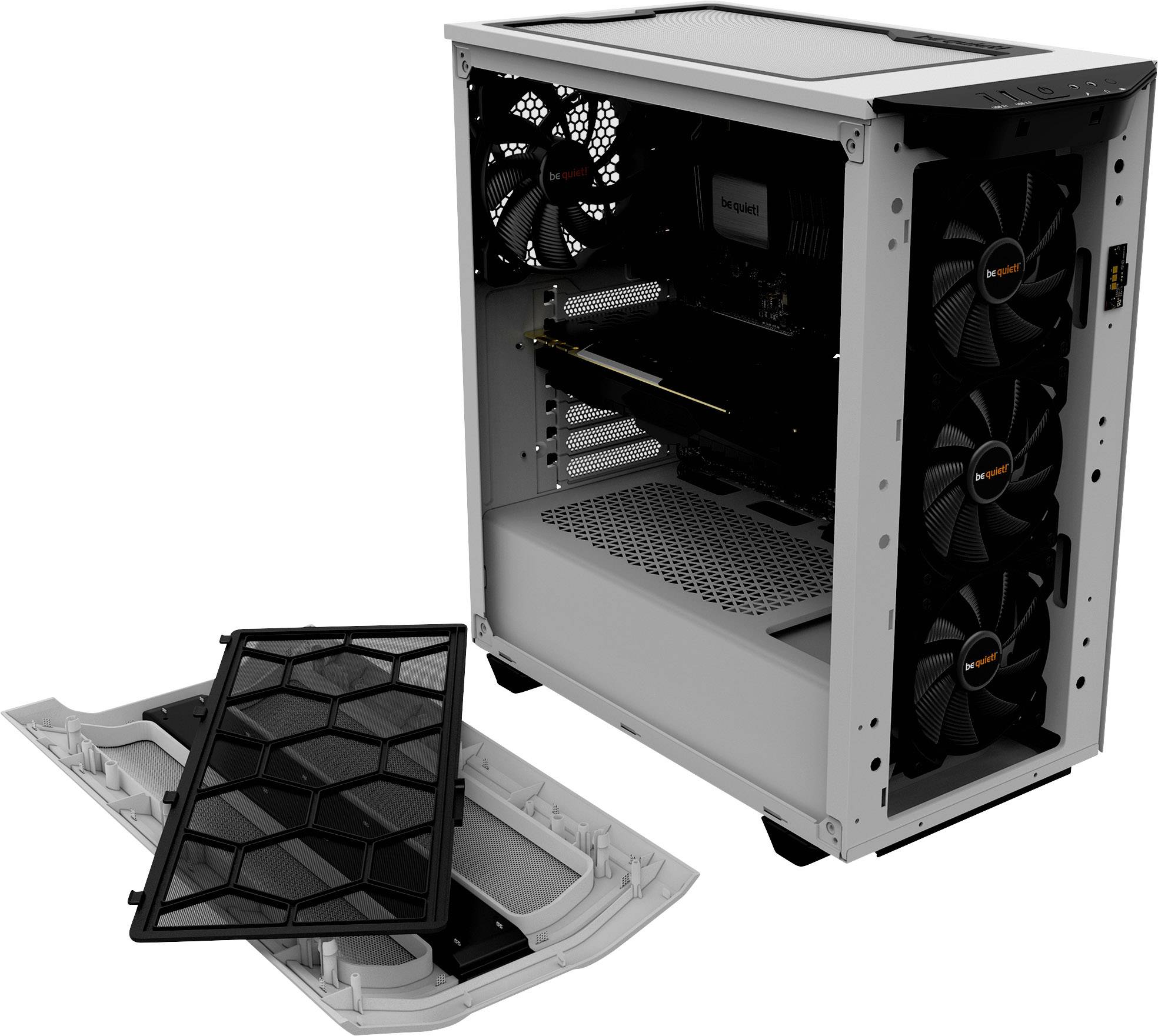 BeQuiet PURE BASE 500DX Midi-Tower PC-Gehäuse Weiß 3 vorinstallierte Lüfter, Integrierte Beleuchtung, Seitenfenster, Staubfilter