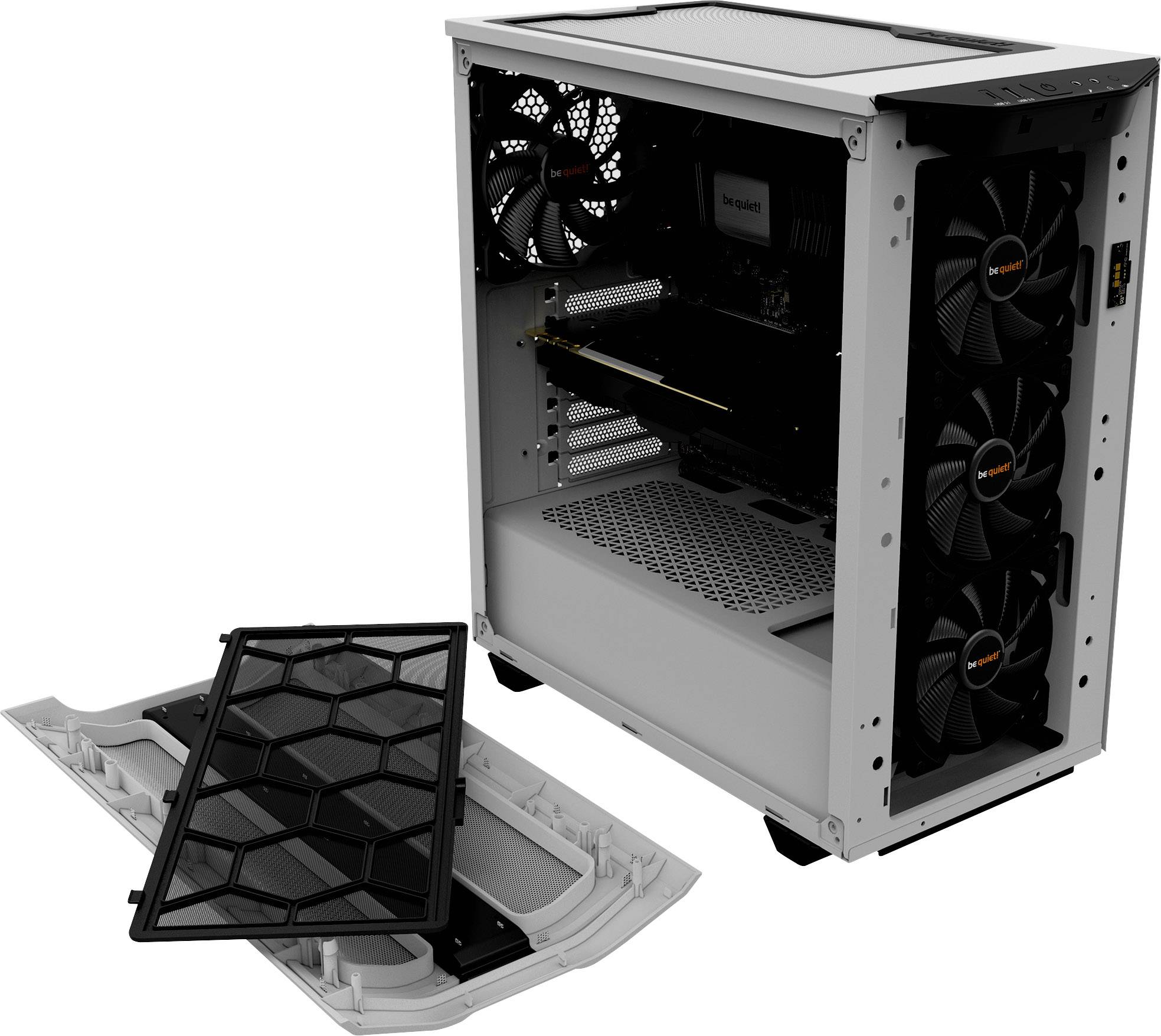 BeQuiet PURE BASE 500DX Midi-Tower PC-Gehäuse Weiß 3 vorinstallierte Lüfter, Integrierte Beleuchtung, Seitenfenster, Staubfilter