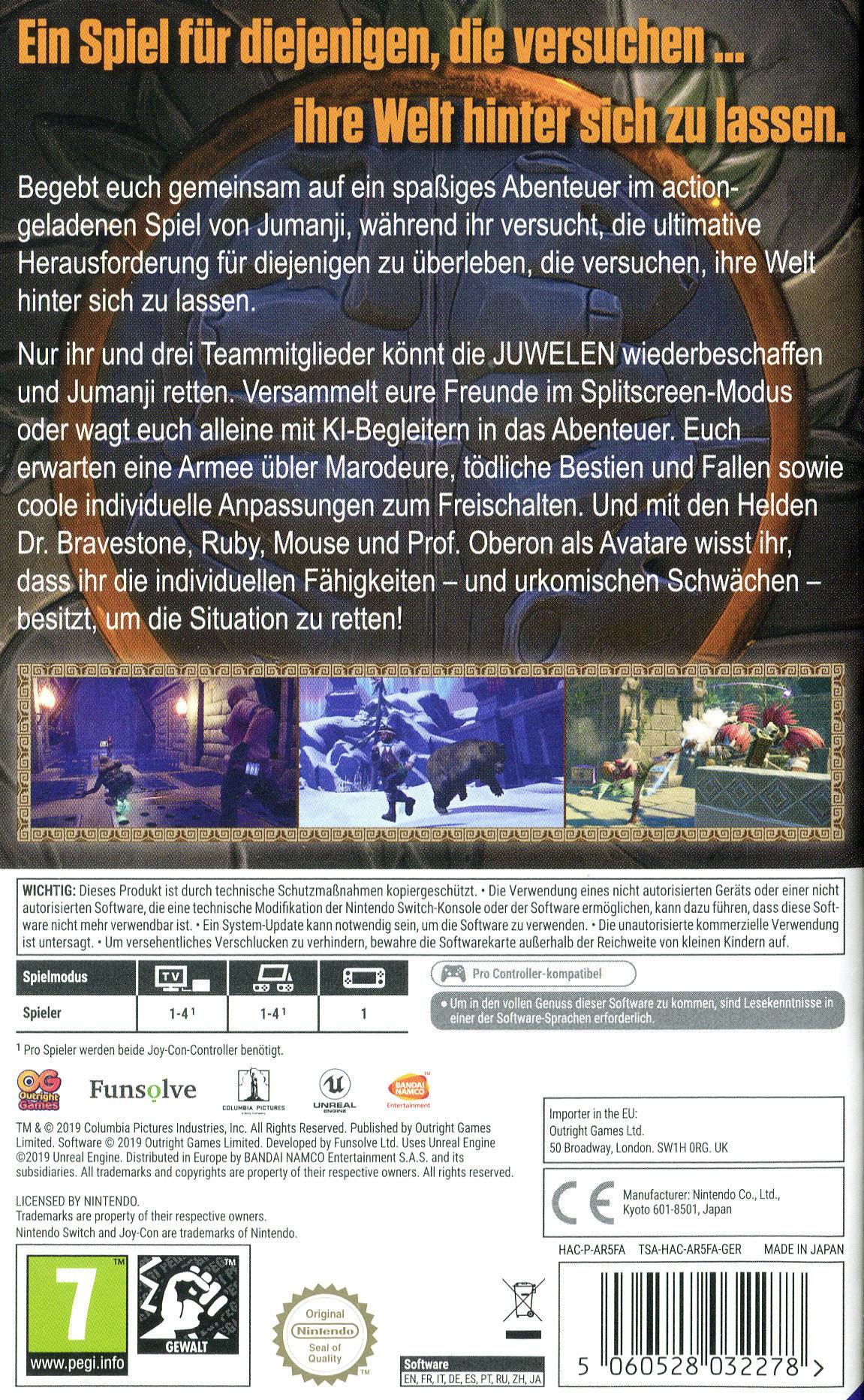 Jumanji Das Videospiel Nintendo Switch USK: 12