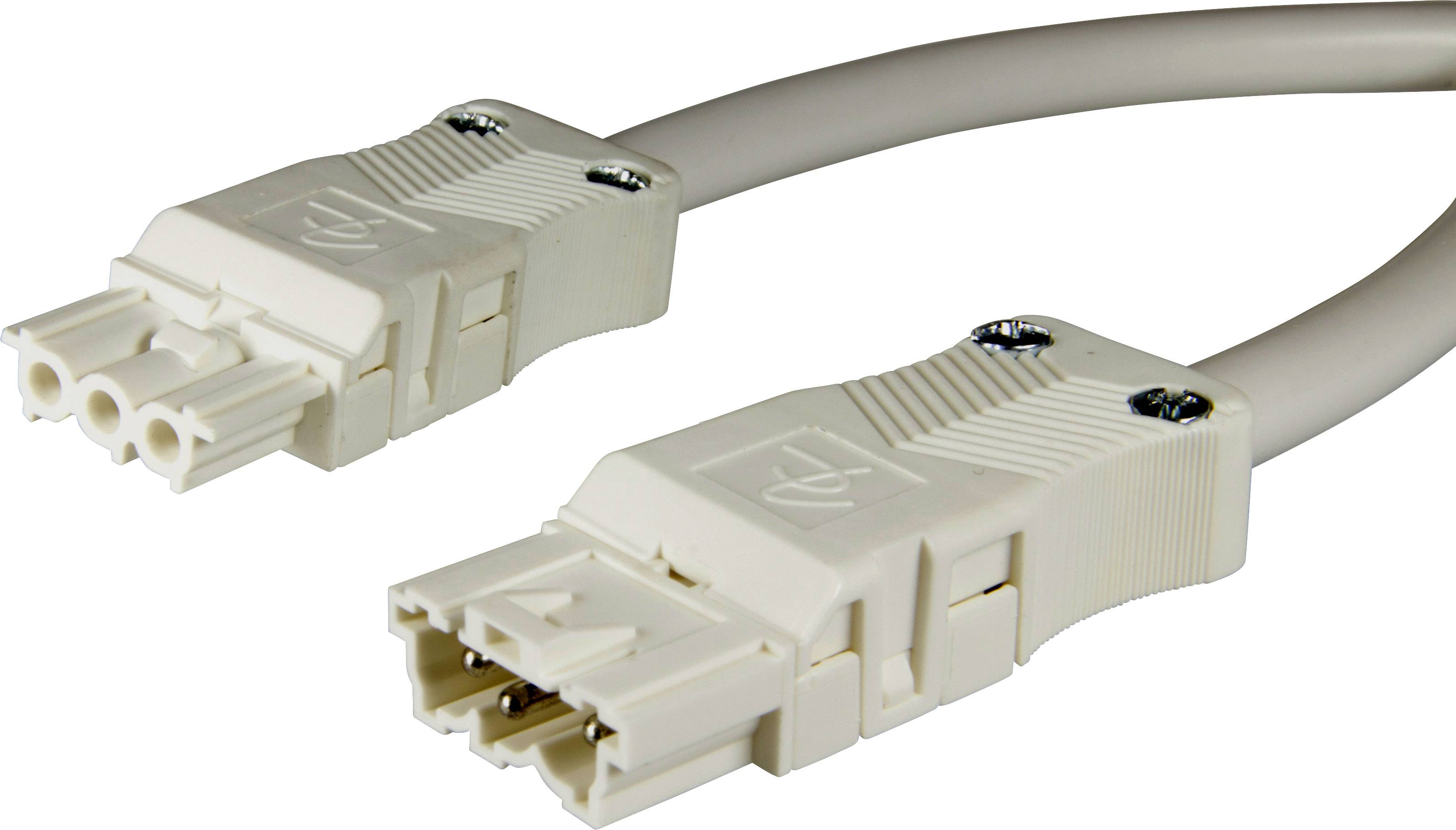 Adels-Contact 14875310 Netz-Anschlusskabel Netz-Stecker - Netz-Buchse Gesamtpolzahl: 2 + PE Weiß 1.00m 75St.