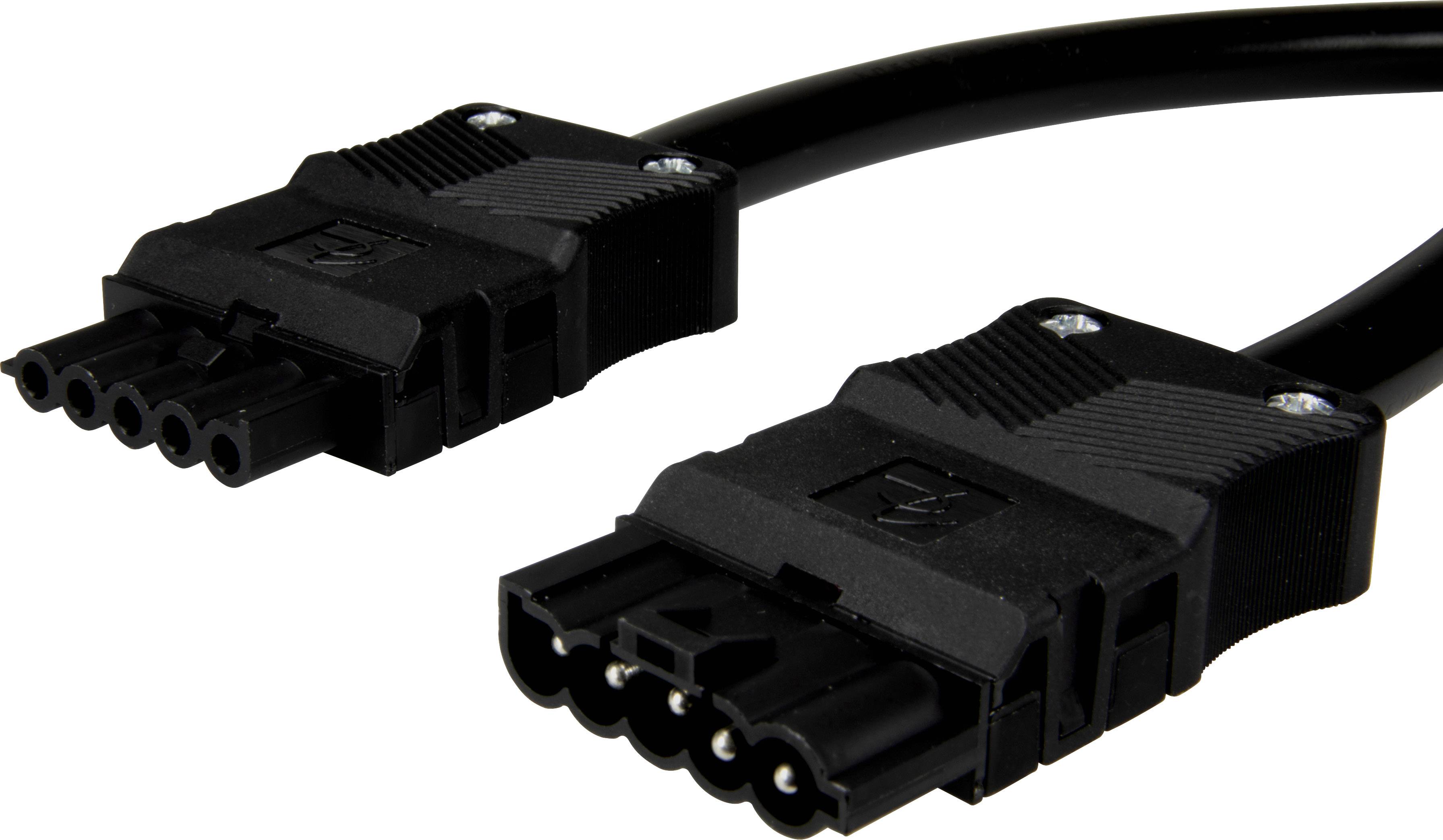 Adels-Contact 92876530 Netz-Anschlusskabel Netz-Stecker - Netz-Buchse Gesamtpolzahl: 4 + PE Schwarz 3.00m 15St.