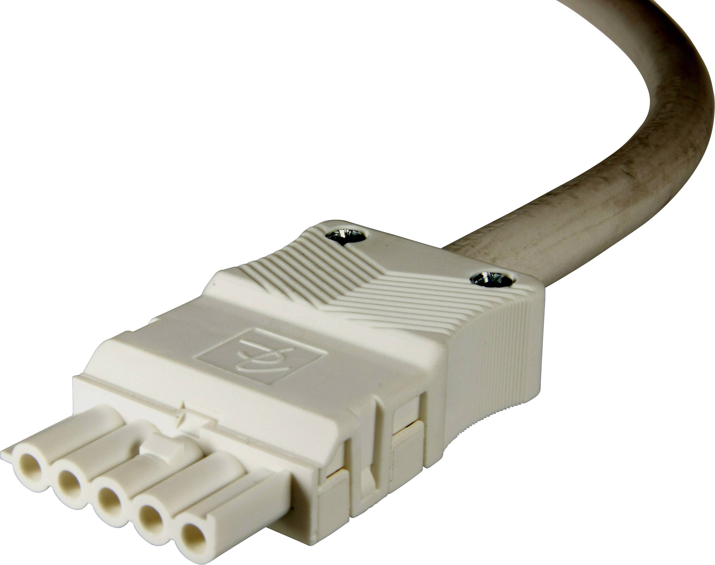 Adels-Contact 92845540 Netz-Anschlusskabel offene Kabelenden - Netz-Buchse Gesamtpolzahl: 4 + PE Weiß 4.00m 10St.