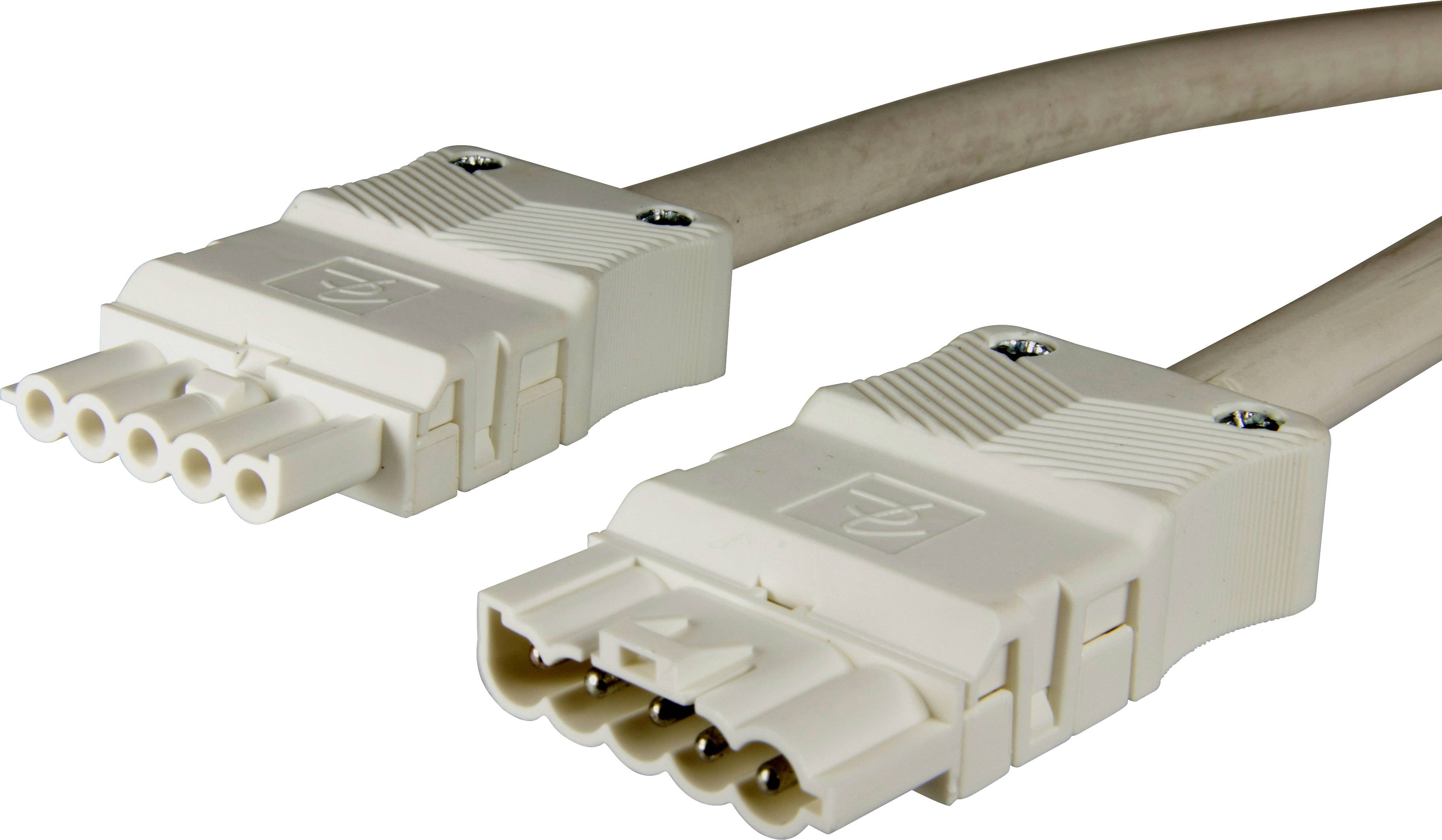 Adels-Contact 92875540 Netz-Anschlusskabel Netz-Stecker - Netz-Buchse Gesamtpolzahl: 4 + PE Weiß 4.00m 10St.