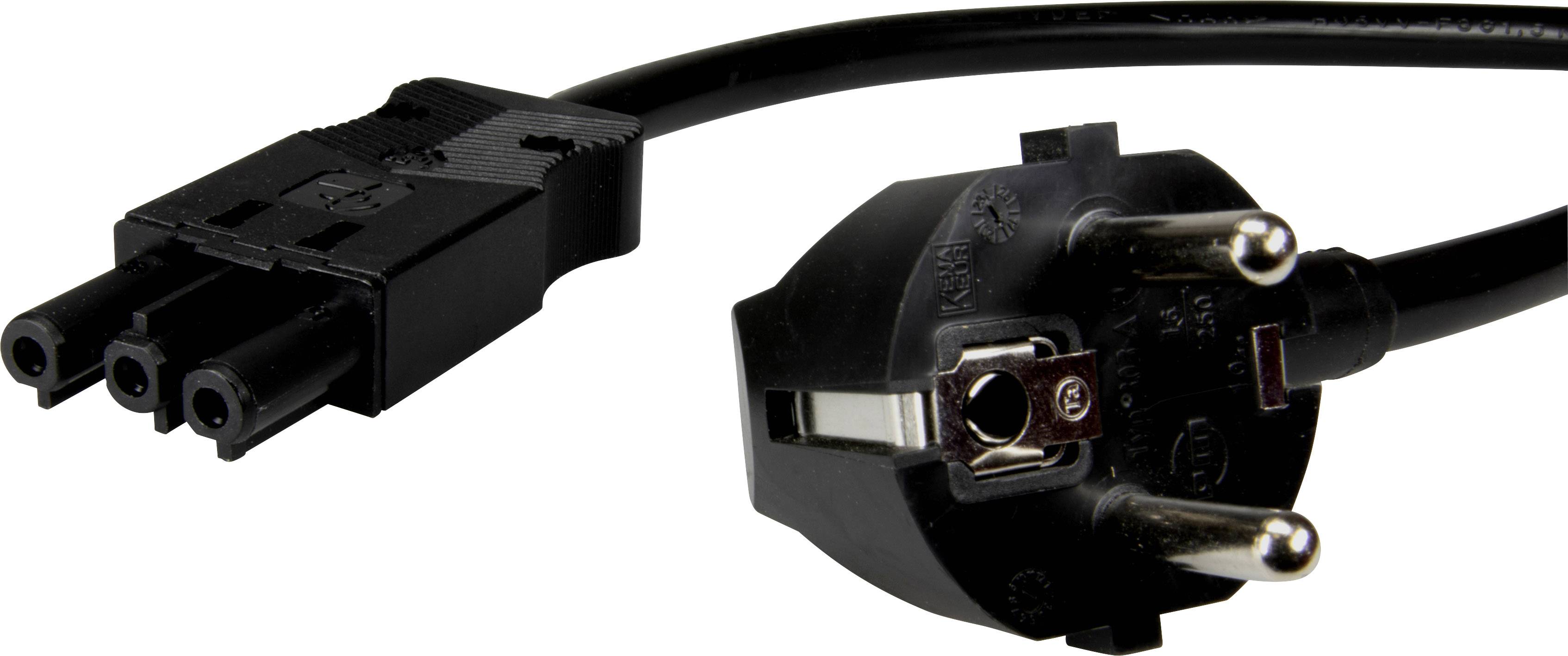 Adels-Contact 98566305 Netz-Anschlusskabel Schutzkontakt-Stecker - Netz-Buchse Gesamtpolzahl: 2 + PE Schwarz 0.50m 75St.