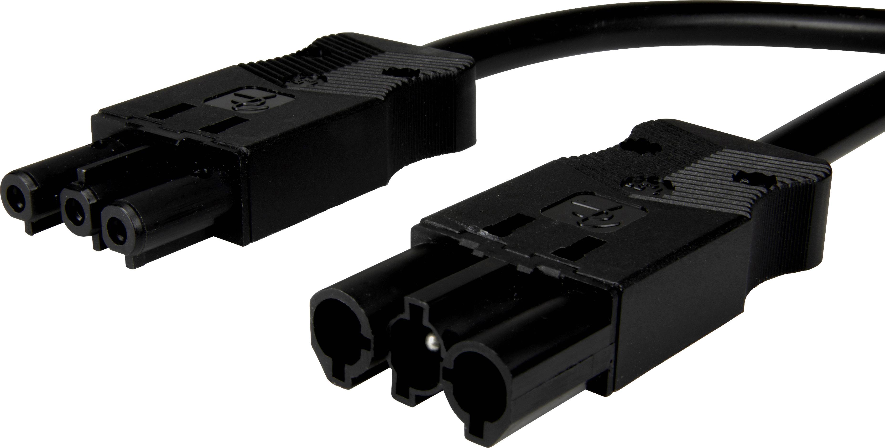 Adels-Contact 96476330 Netz-Anschlusskabel Netz-Stecker - Netz-Buchse Gesamtpolzahl: 2 + PE Schwarz 3.00m 25St.