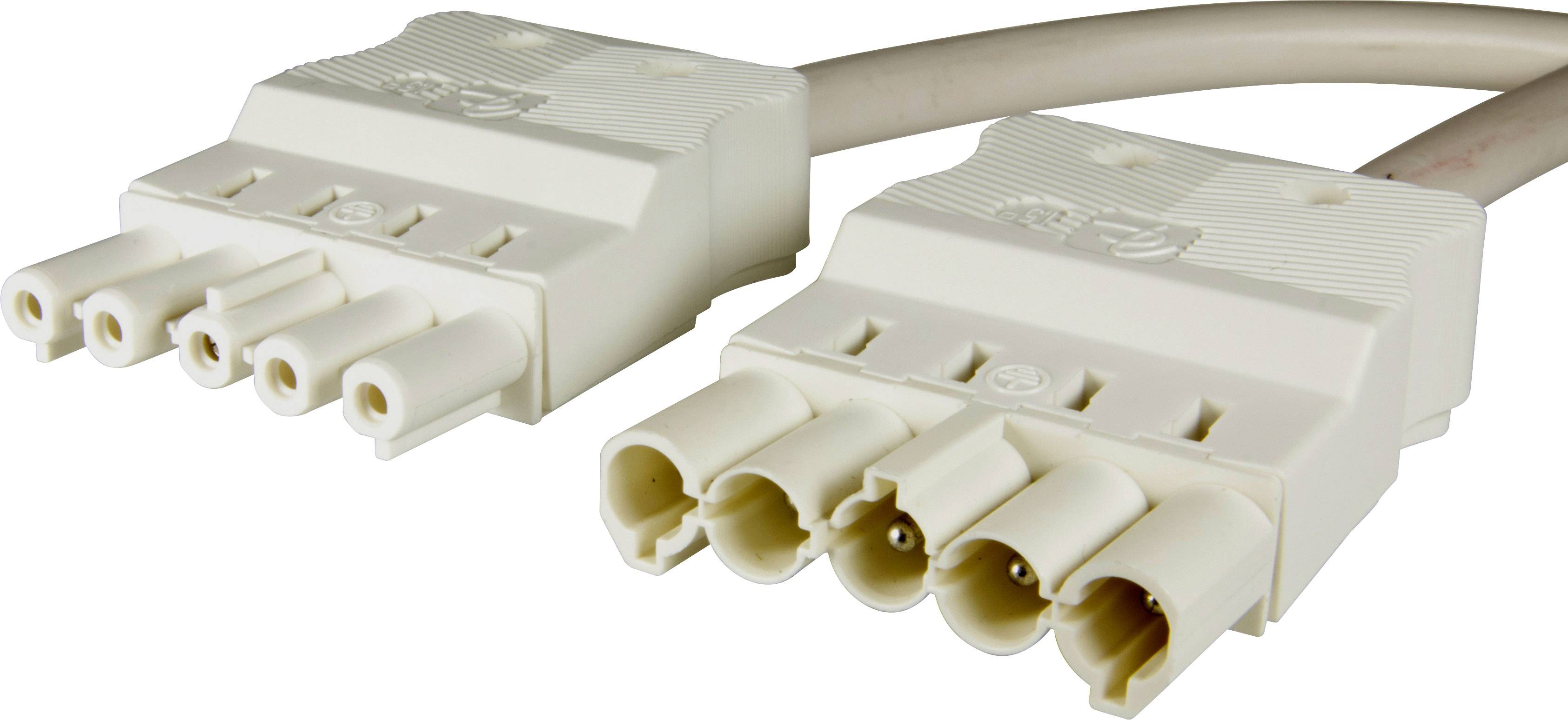 Adels-Contact 16475530 Netz-Anschlusskabel Netz-Stecker - Netz-Buchse Gesamtpolzahl: 4 + PE Weiß 3.00m 15St.